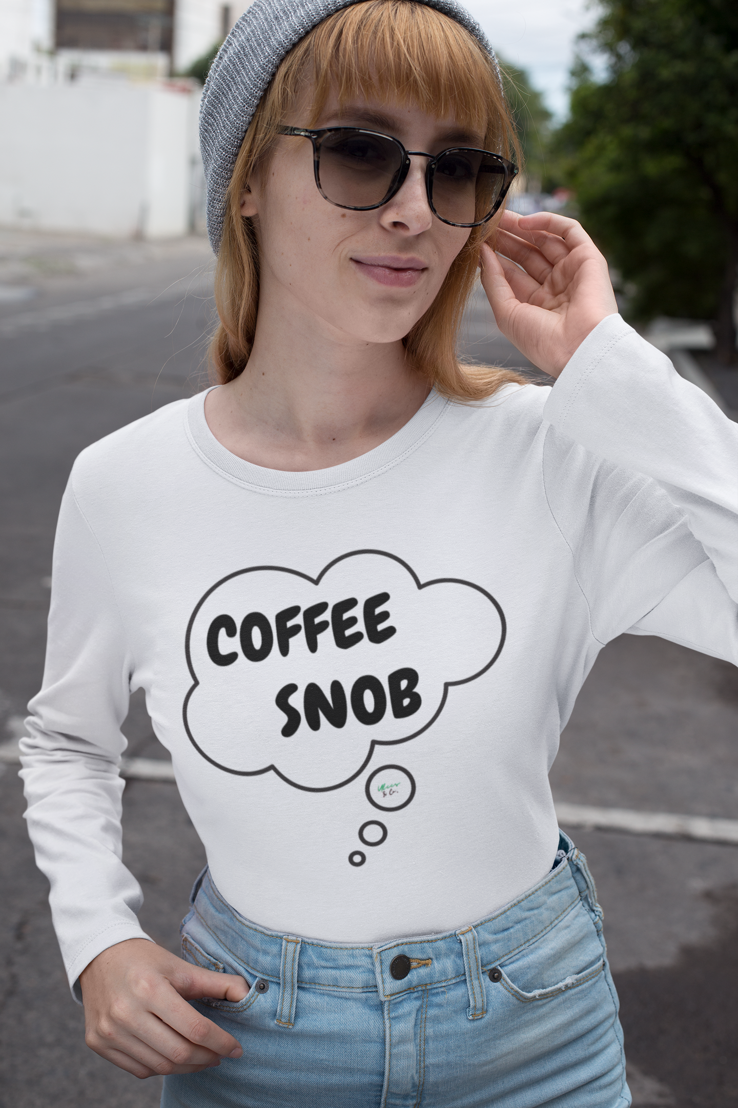 COFFEE SNOB LONG SLEEVE IN THOUGHT BUBBLE LONG SLEEVE TOP SARCASTIC SAYINGS LONG SLEEVE FUNNY SAYINGS LONG SLEEVE TOP