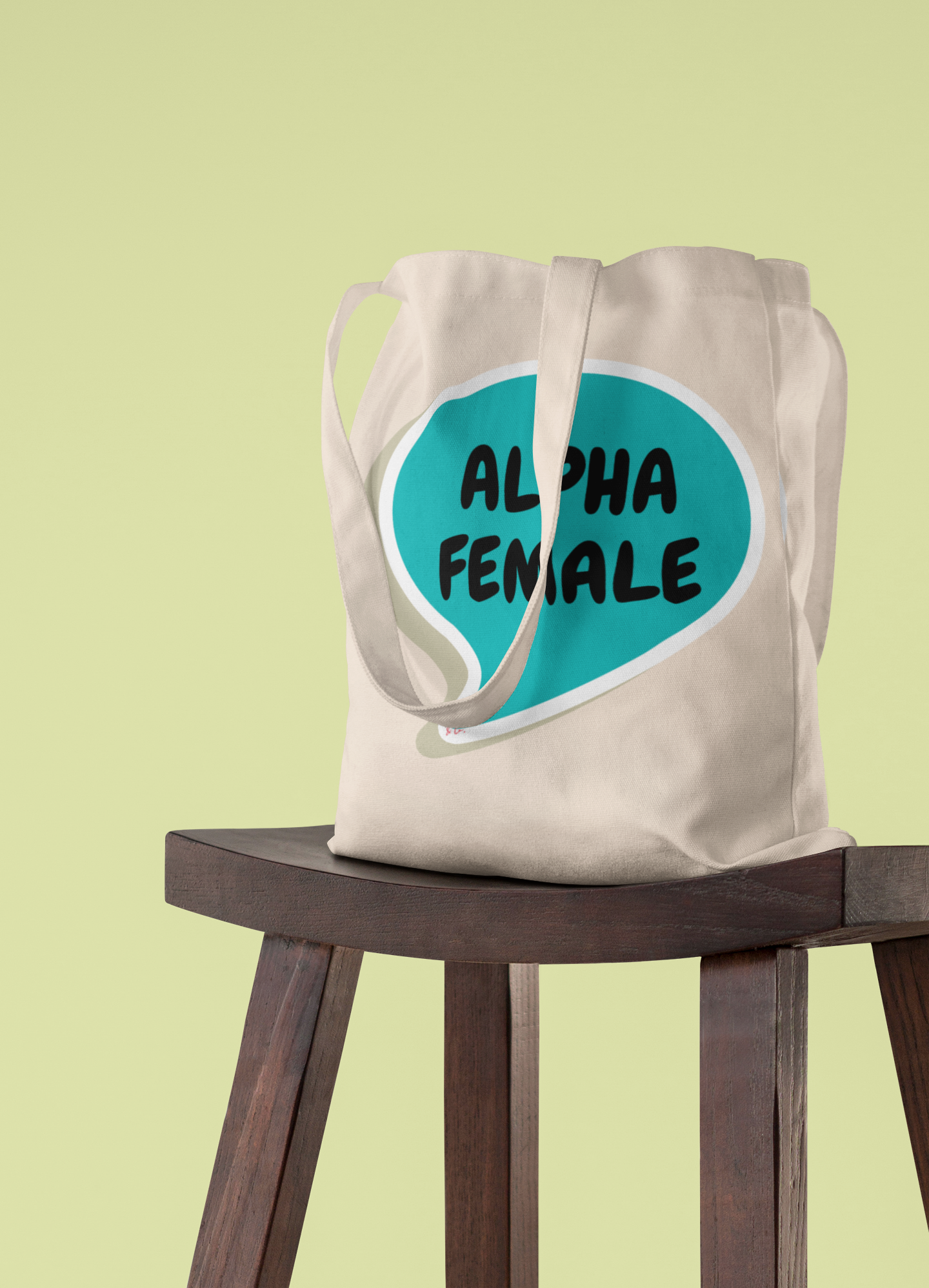 ALPHA FEMALE TOTE BAG MENTAL AWARENESS GIFT TOTE BAG COTTON CANVAS MOTIVATIONAL SAYING TOTE BAG ALPHA FEMALE IN SPEECH BUBBLE GIFT BAG INSPIRATIONAL