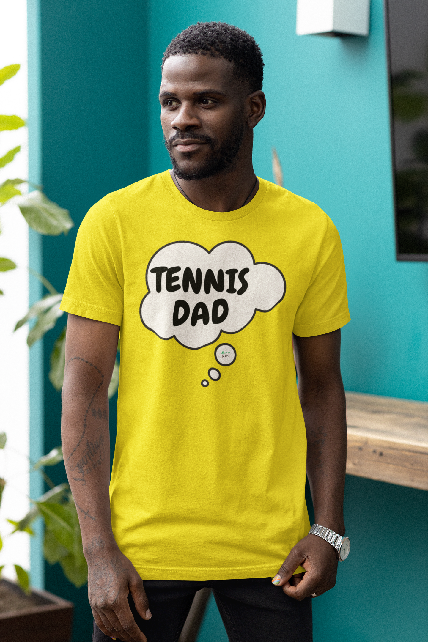 TENNIS DAD T-SHIRTS TENNIS DAD TSHIRT UNIQUE GRAPHIC UNISEX TEES IN THOUGHT BUBBLE DESIGN FIRST TIME DAD T-SHIRT TENNIS TEES FATHER'S DAY GIFT FOR MEN SHIRTS GIFTS FOR NEW FATHER TSHIRTS GIFTS FOR MEN CELEBRATION GIFTS FOR DAD