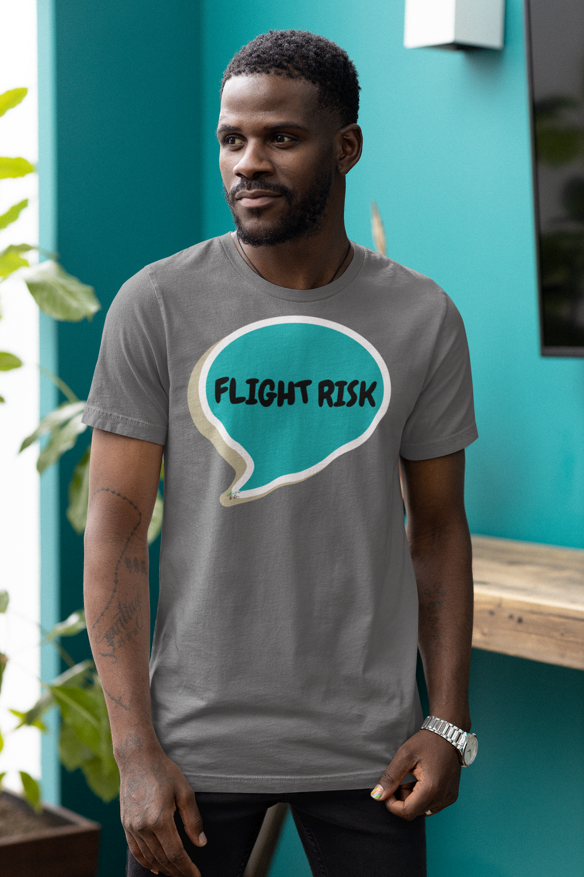 FLIGHT RISK T-SHIRT UNIQUE GRAPHIC UNISEX IN SPEECH BUBBLE DESIGN SHIRT CASUAL STREETWEAR FASHION FUNNY SAYINGS TEES SARCASTIC TEES BIRTHDAY GIFTS WOMEN SHIRTS FOR MEN