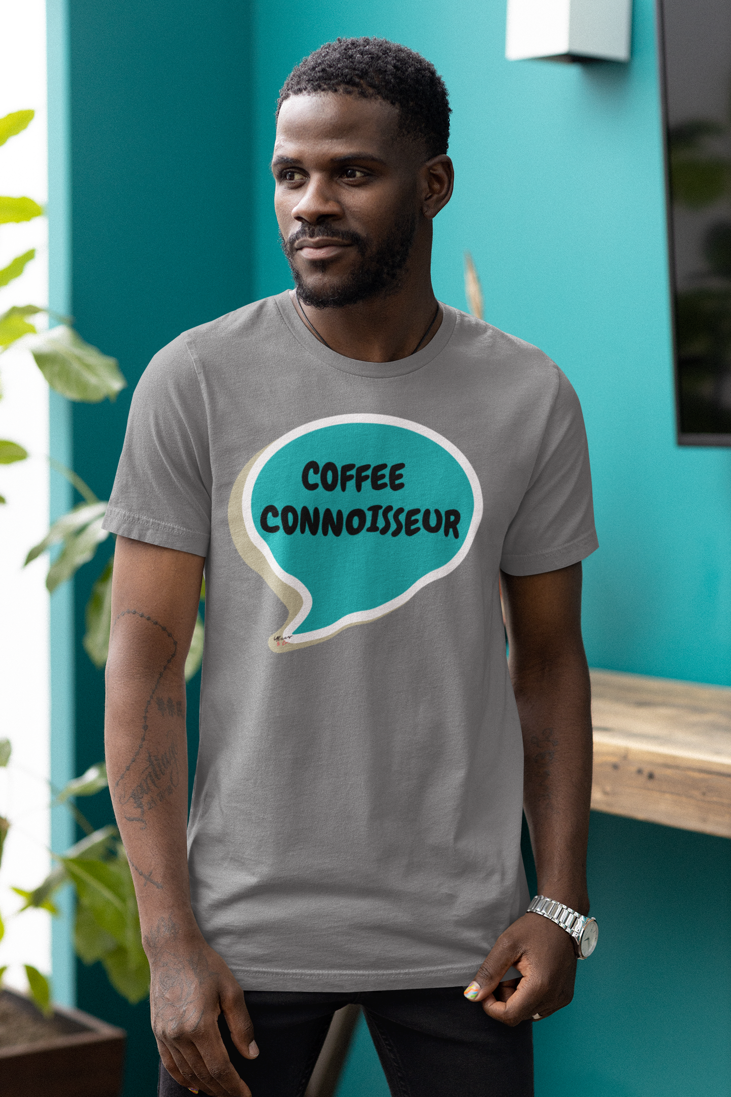 COFFEE CONNOISSEUR T-SHIRT IN SPEECH BUBBLE GIFT FOR COFFEE LOVER TSHIRT FOR COFFEE DRINKER