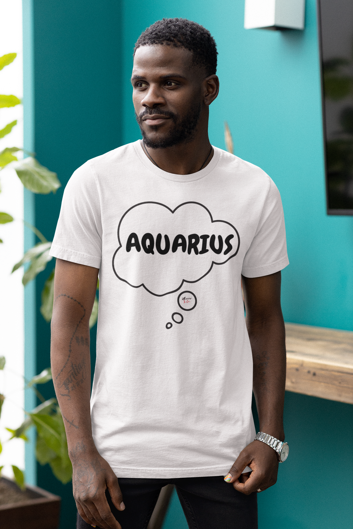 AQUARIUS ZODIAC SIGN T-SHIRT IN THOUGHT BUBBLE AQUARIUS SIGN HOROSCOPE T SHIRT AQUARIUS BIRTHDAY SIGN BIRTHDAY GIFT TSHIRT