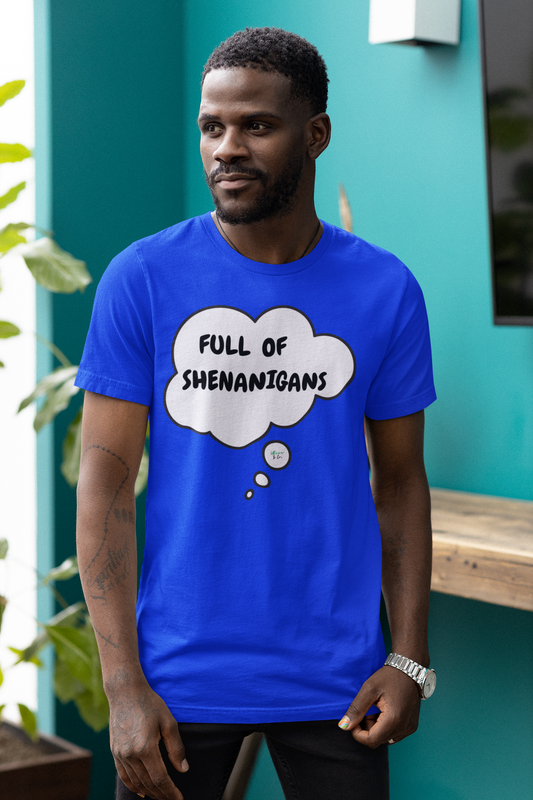 FULL OF SHENANIGANS T-SHIRT IN THOUGHT BUBBLE UNISEX TSHIRT FUNNY SAYINGS T SHIRT SARCASTIC SAYINGS T-SHIRT SARCASM TEES