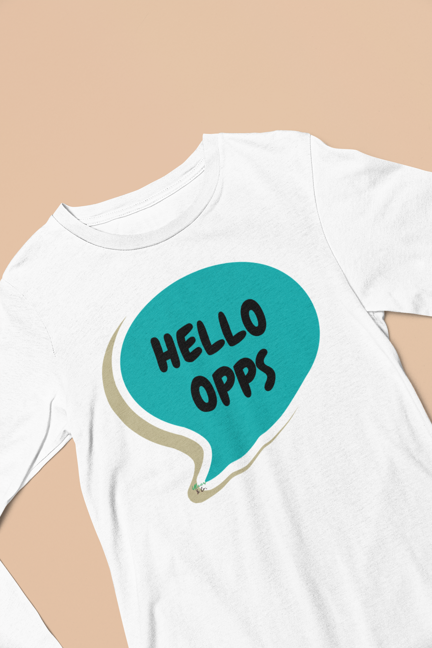 HELLO OPPS LONG SLEEVE SHIRT IN SPEECH BUBBLE DESIGN GRAPHIC UNISEX LONG SLEEVE TOP SARCASTIC SAYINGS LONG SLEEVE FUNNY SAYINGS LONG SLEEVE TOP FOR GIFT BIRTHDAY GIFTS FOR WOMEN