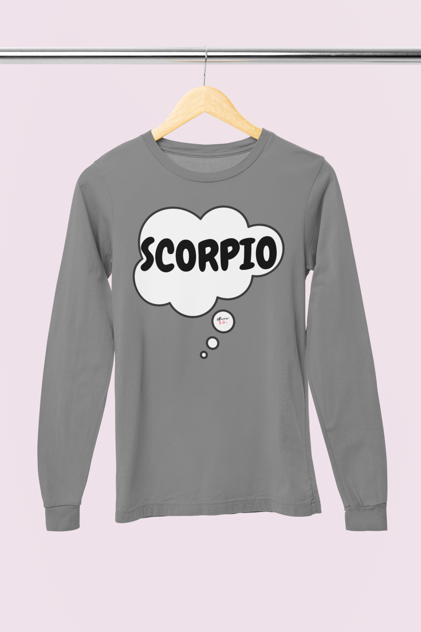 SCORPIO ZODIAC SIGN LONG SLEEVE IN THOUGHT BUBBLE SCORPIO HOROSCOPE BIRTHDAY SIGN GIFT FOR BIRTHDAY SCORPIO SEASON SCORPIO ASTROLOGY SIGN LONG SLEEVE TOP