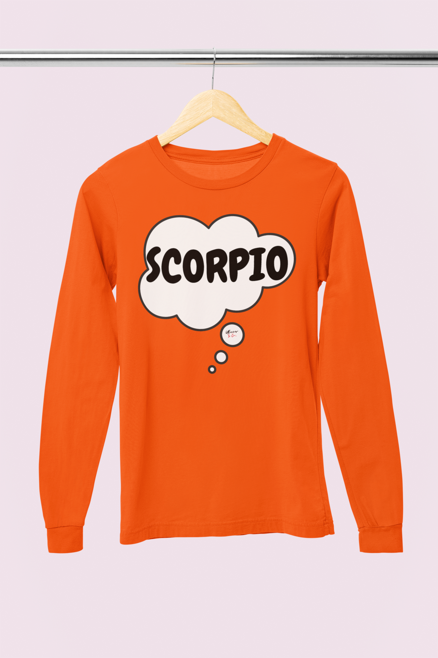 SCORPIO ZODIAC SIGN LONG SLEEVE IN THOUGHT BUBBLE SCORPIO HOROSCOPE BIRTHDAY SIGN GIFT FOR BIRTHDAY SCORPIO SEASON SCORPIO ASTROLOGY SIGN LONG SLEEVE TOP