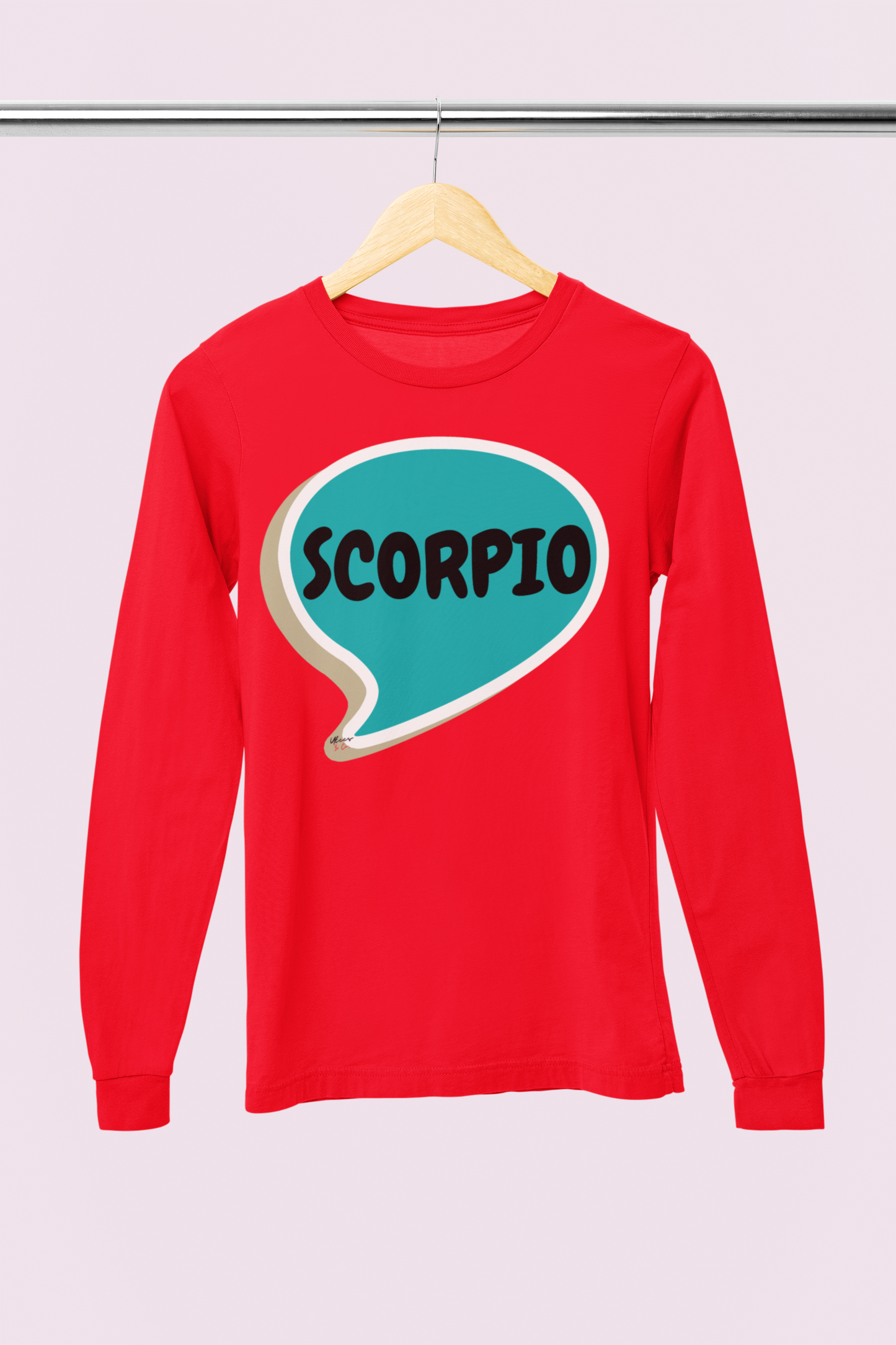 SCORPIO ZODIAC SIGN LONG SLEEVE IN SPEECH BUBBLE SCORPIO HOROSCOPE BIRTHDAY SIGN GIFT FOR BIRTHDAY SCORPIO SEASON SCORPIO ASTROLOGY SIGN LONG SLEEVE TOP