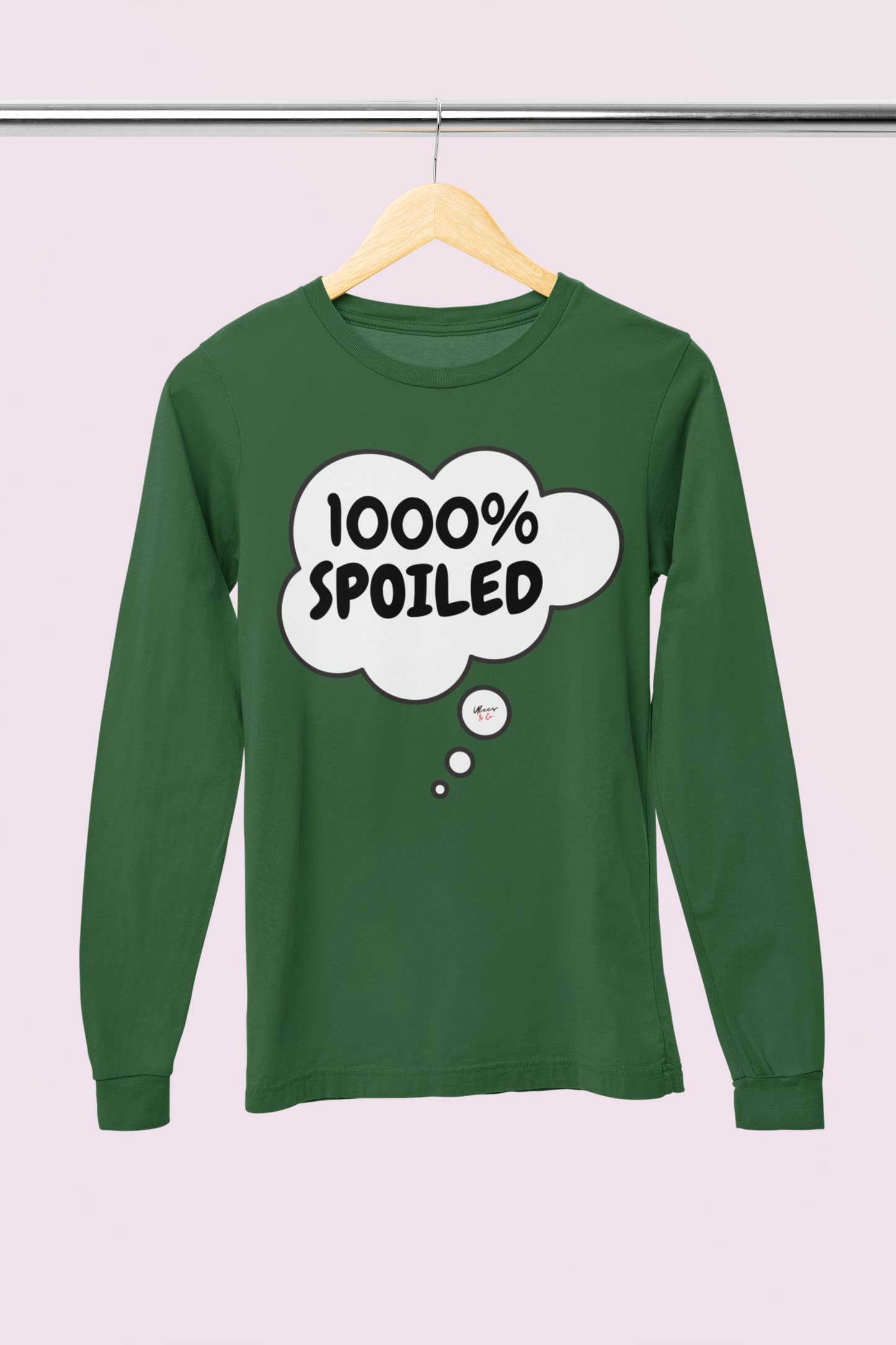 1000% SPOILED LONG SLEEVE IN THOUGHT BUBBLE FUNNY SAYINGS LONG SLEEVE TOP SARCASTIC SAYINGS TOP