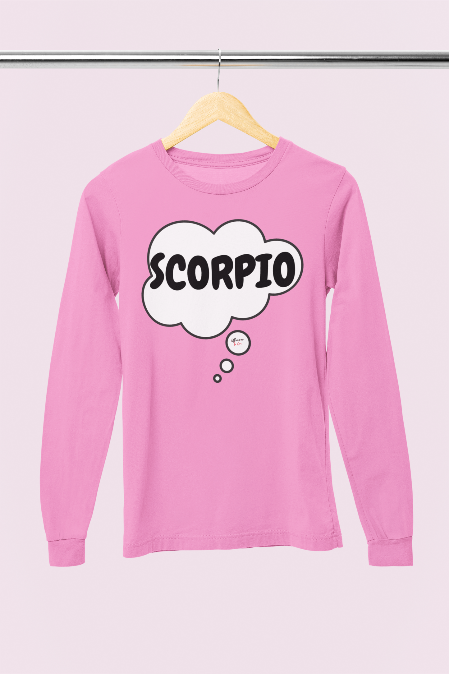 SCORPIO ZODIAC SIGN LONG SLEEVE IN THOUGHT BUBBLE SCORPIO HOROSCOPE BIRTHDAY SIGN GIFT FOR BIRTHDAY SCORPIO SEASON SCORPIO ASTROLOGY SIGN LONG SLEEVE TOP