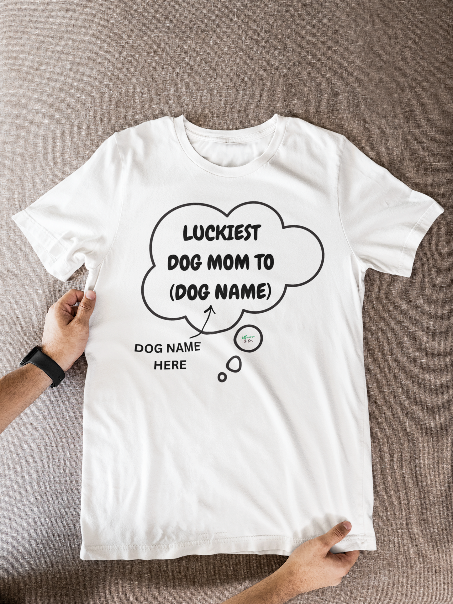 PERSONALIZED LUCKIEST DOG MOM TO... DOG SHIRTS CUSTOM PET T-SHIRTS MOM GIFT TEES FOR PET PARENTS UNIQUE MOM GIFT FOR HER IN THOUGHT BUBBLE GRAPHIC UNISEX T-SHIRT MOM BIRTHDAY GIFT FOR GRANDMA GIFT FROM KIDS