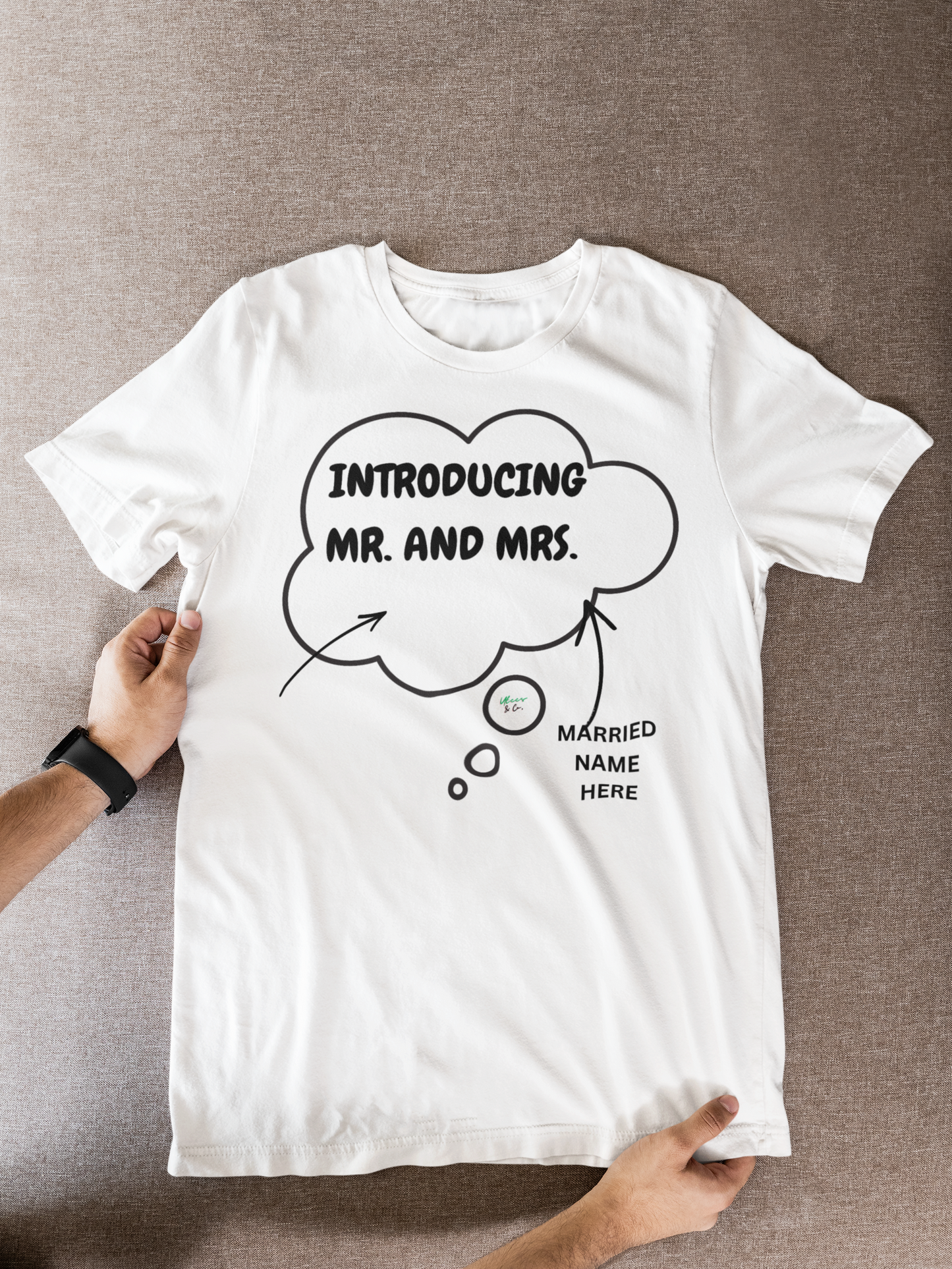PERSONALIZED INTRODUCING MR. AND MRS. T-SHIRT CUSTOM BRIDAL GIFT WEDDING T-SHIRTS GIFT FOR BRIDE GRAPHIC UNISEX T-SHIRT CUSTOMIZED T-SHIRT IN THOUGHT BUBBLE GIFT FOR BACHELORETTE GIFT FOR WIFE TEE FOR FINANCEE CUSTOMIZED GIFTS FOR WEDDING GIFT FOR HUSBAND