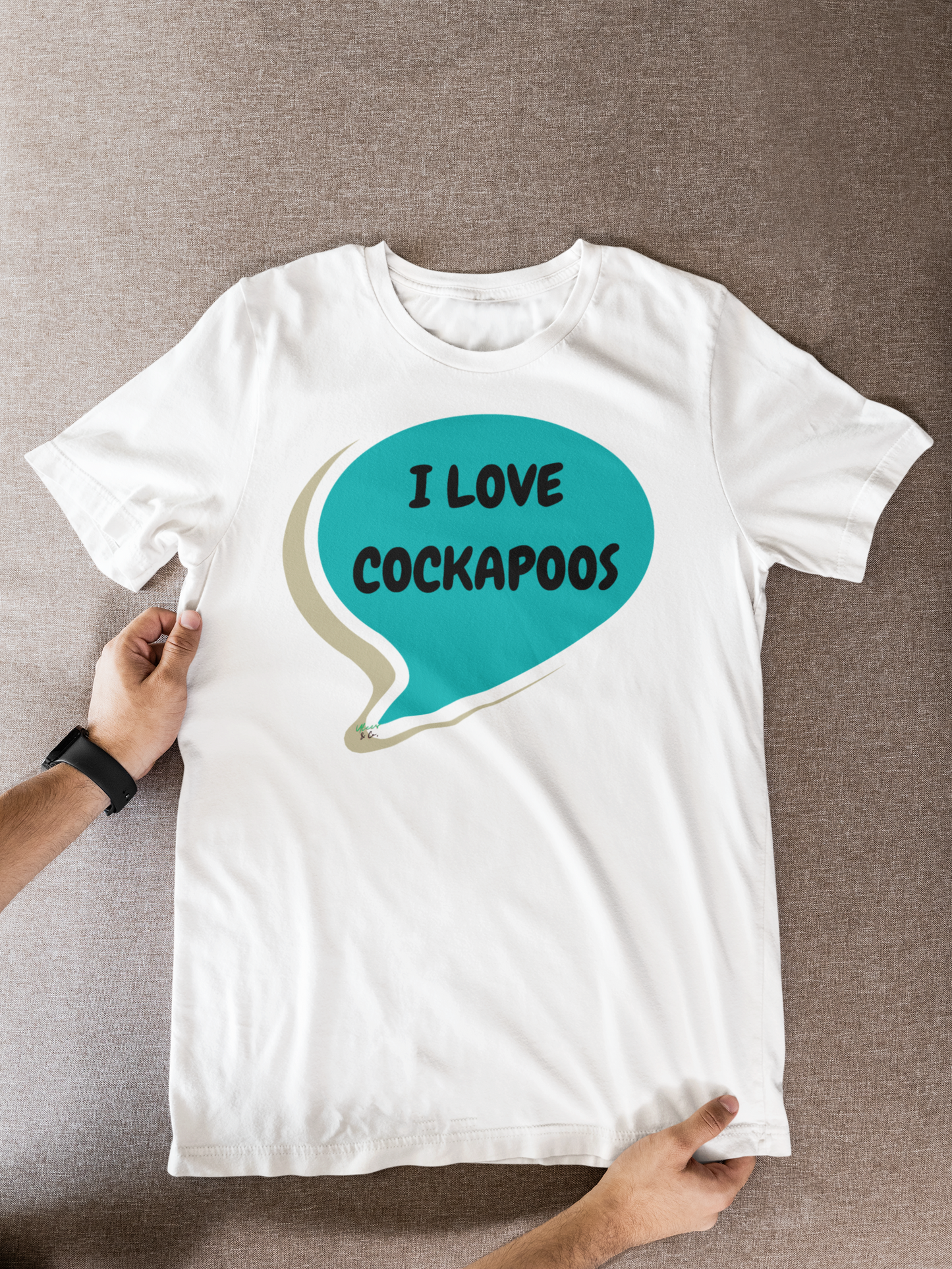 I LOVE COCKAPOOS T-SHIRT UNIQUE GRAPHIC UNISEX SPEECH BUBBLE DESIGN SHIRT STREETWEAR FASHION PET GIFTS DOG MOM TEE SHIRTS FOR WOMEN DOG DAD GIFT FOR MEN CLOTHING BRAND PET PARENTS