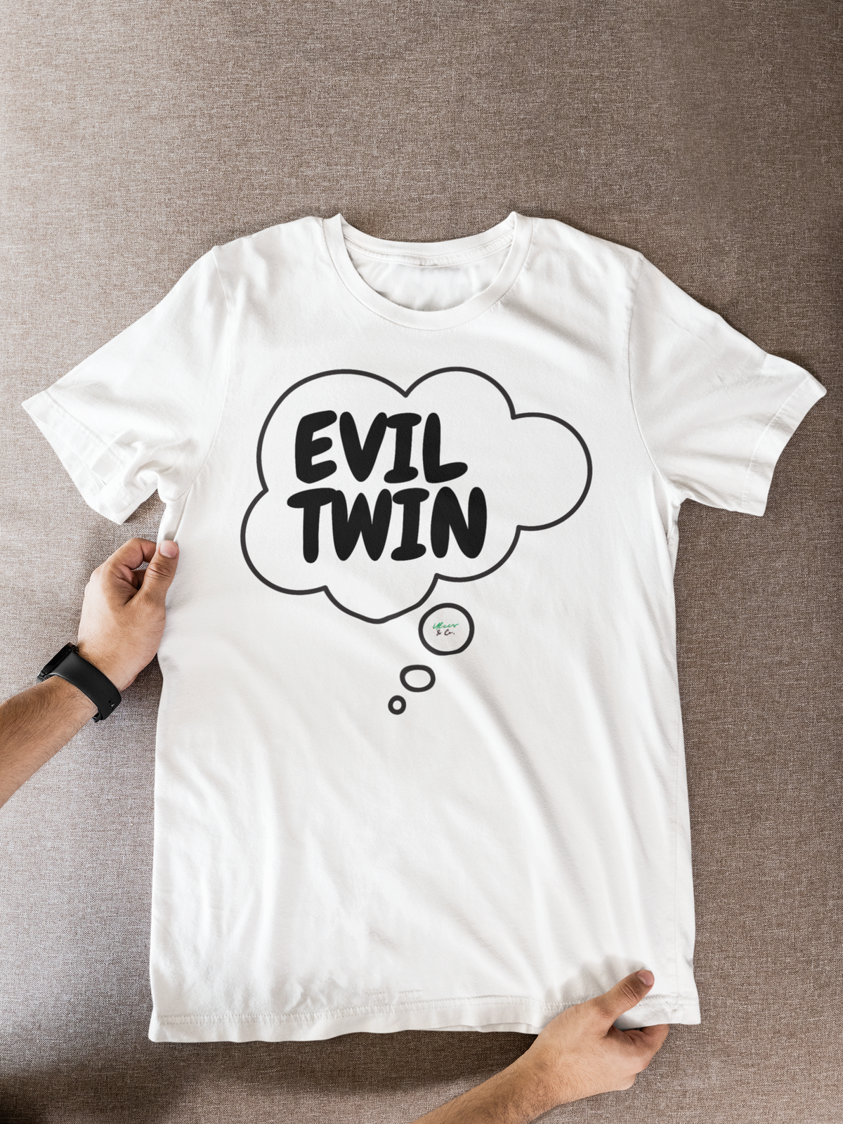 EVIL TWIN T-SHIRT UNIQUE GRAPHIC UNISEX THOUGHT BUBBLE DESIGN SHIRT STREETWEAR FASHION FUNNY SAYINGS TEES SARCASTIC SAYINGS T-SHIRT HILARIOUS SHIRTS SARCASM TEES BIRTHDAY GIFTS FOR WOMEN GIFT FOR MEN CLOTHING BRAND