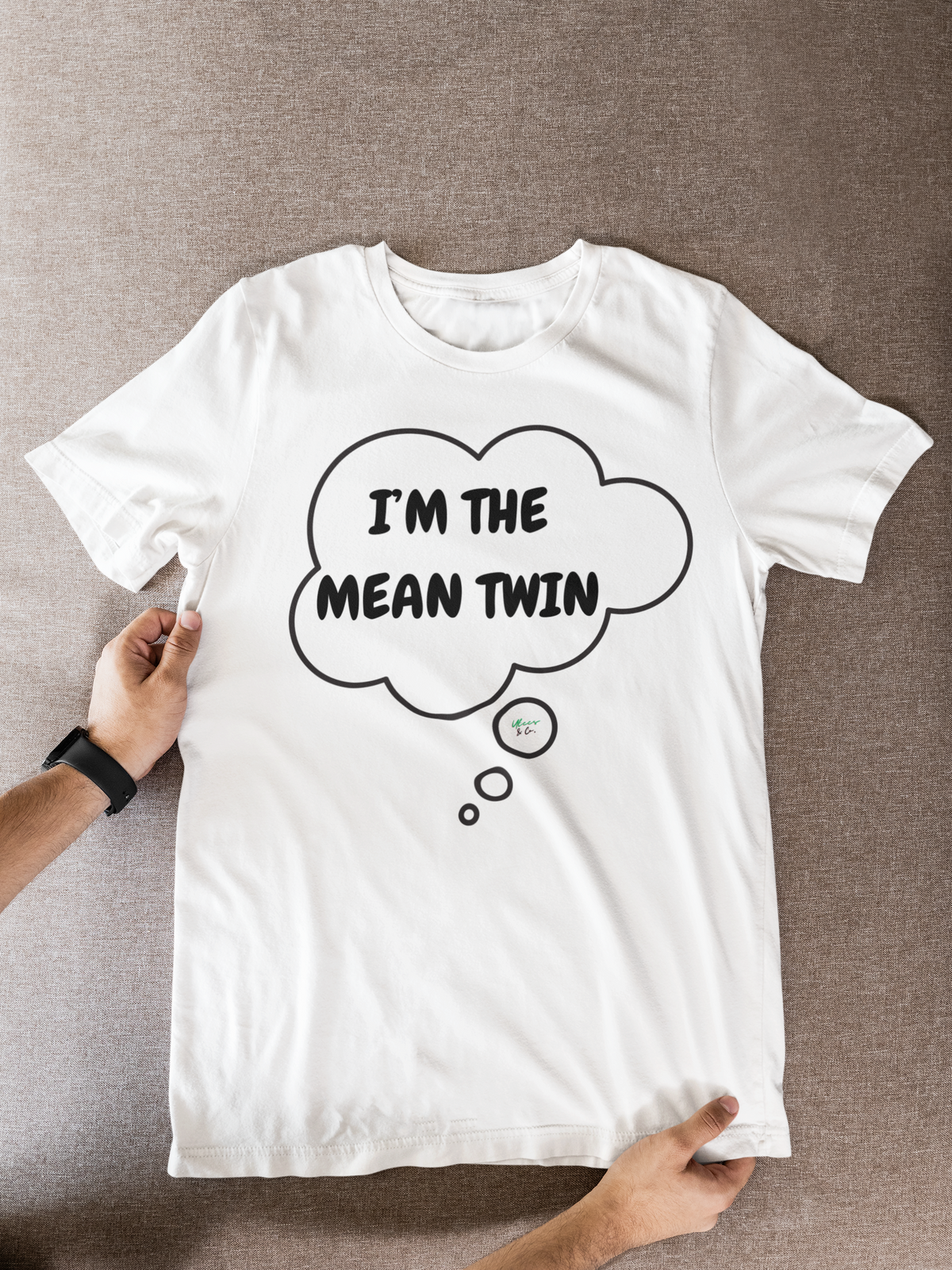 I'M THE MEAN TWIN T-SHIRT UNIQUE GRAPHIC UNISEX IN THOUGHT BUBBLE DESIGN SHIRT CASUAL STREETWEAR FASHION FUNNY SAYINGS TEES SARCASTIC TEES BIRTHDAY GIFTS WOMEN SHIRTS FOR MEN