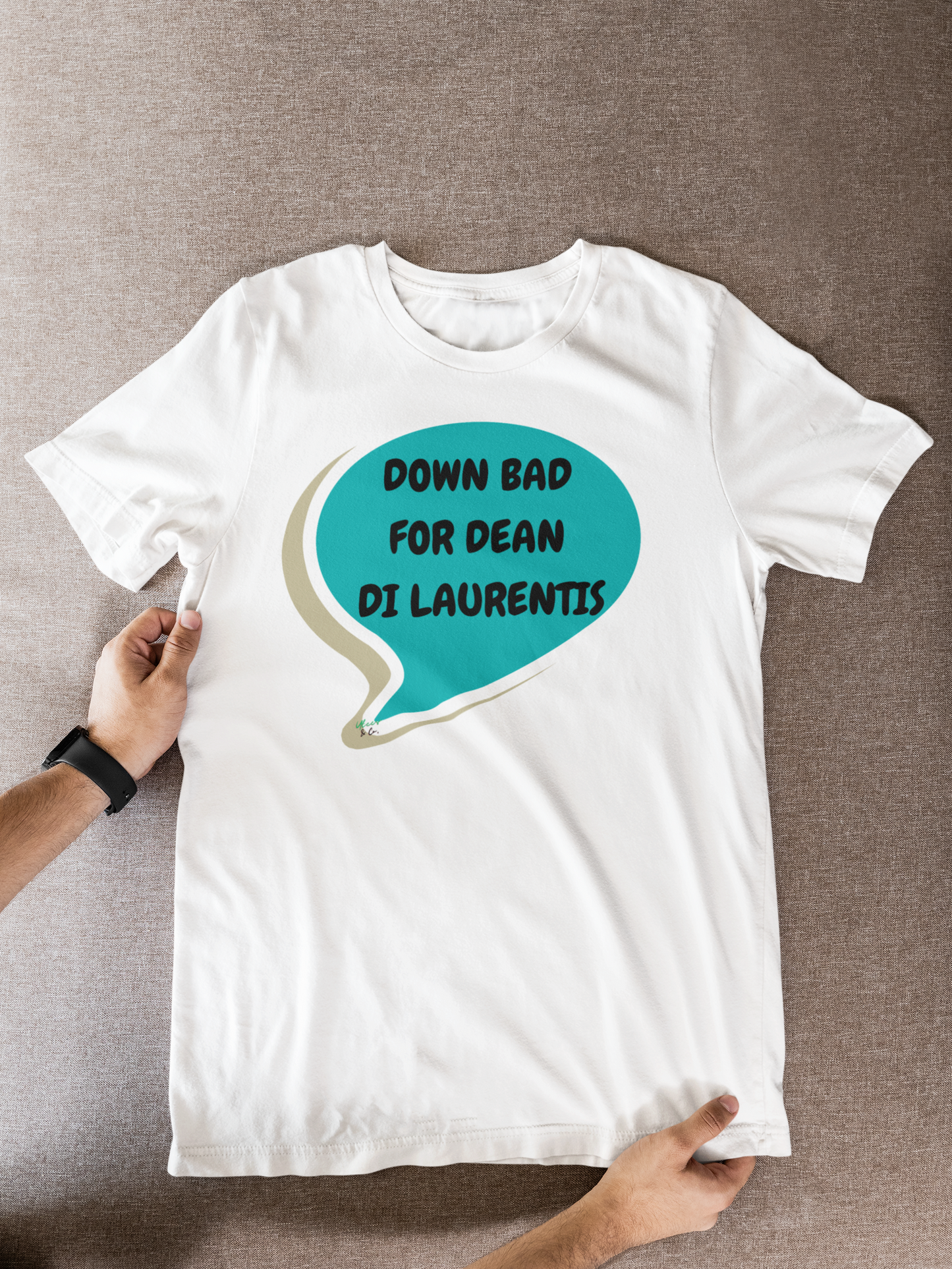 DOWN BAD FOR DEAN DI LAURENTIS T-SHIRT HOCKEY PLAYER UNIQUE GRAPHIC UNISEX SPEECH BUBBLE SHIRT STREETWEAR FASHION OFF CAMPUS TEES OFF CAMPUS SERIES HOCKEY TEAM TEES BIRTHDAY GIFTS FOR WOMEN GIFT FOR MEN