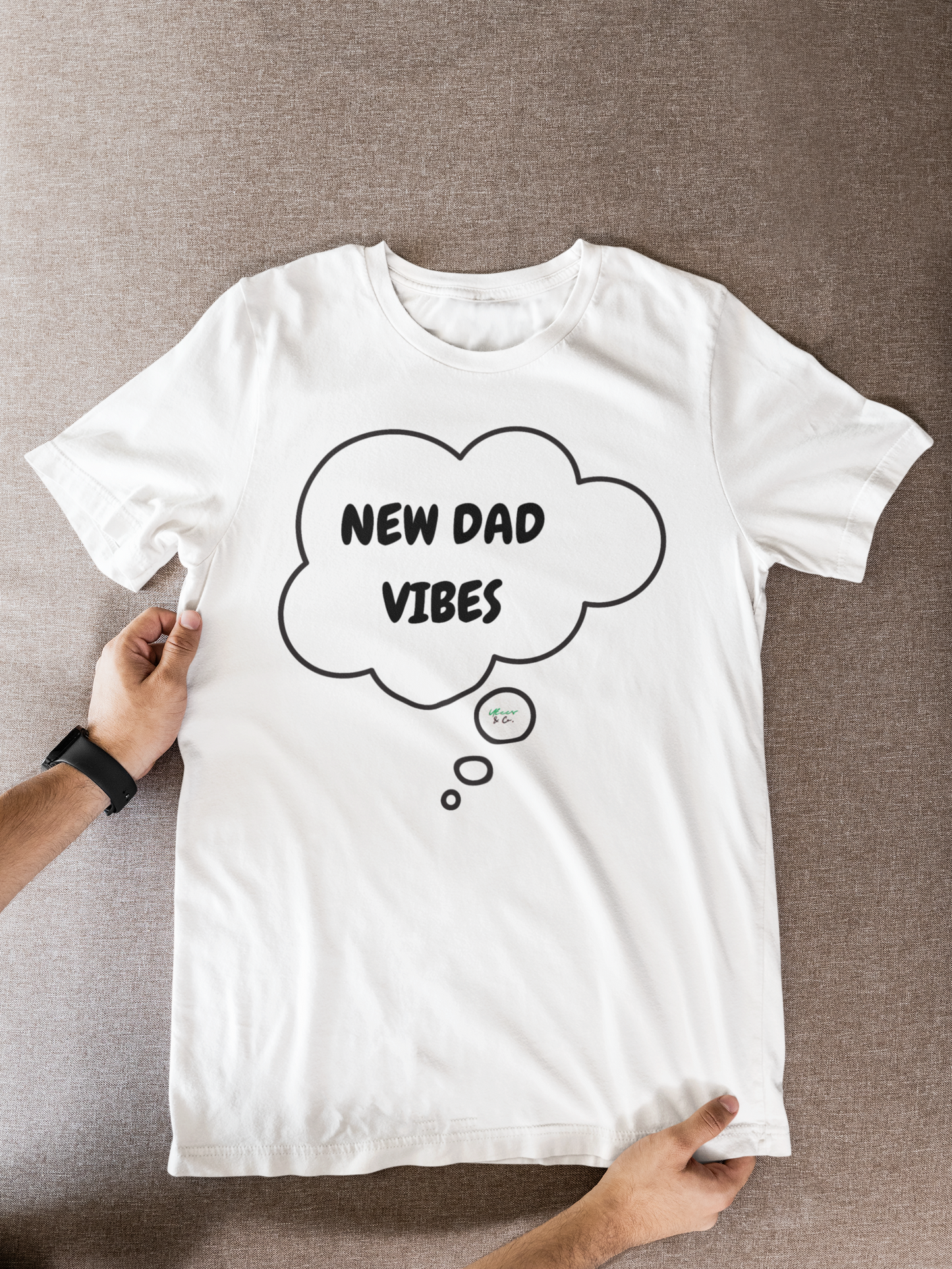 NEW DAD VIBES IN THOUGHT BUBBLE GRAPHIC UNISEX T-SHIRT FATHER'S DAY TEES FATHER'S DAY GIFT FOR MEN SHIRTS GIFTS FOR NEW FATHER TSHIRTS GIFTS FOR MEN CELEBRATION GIFTS