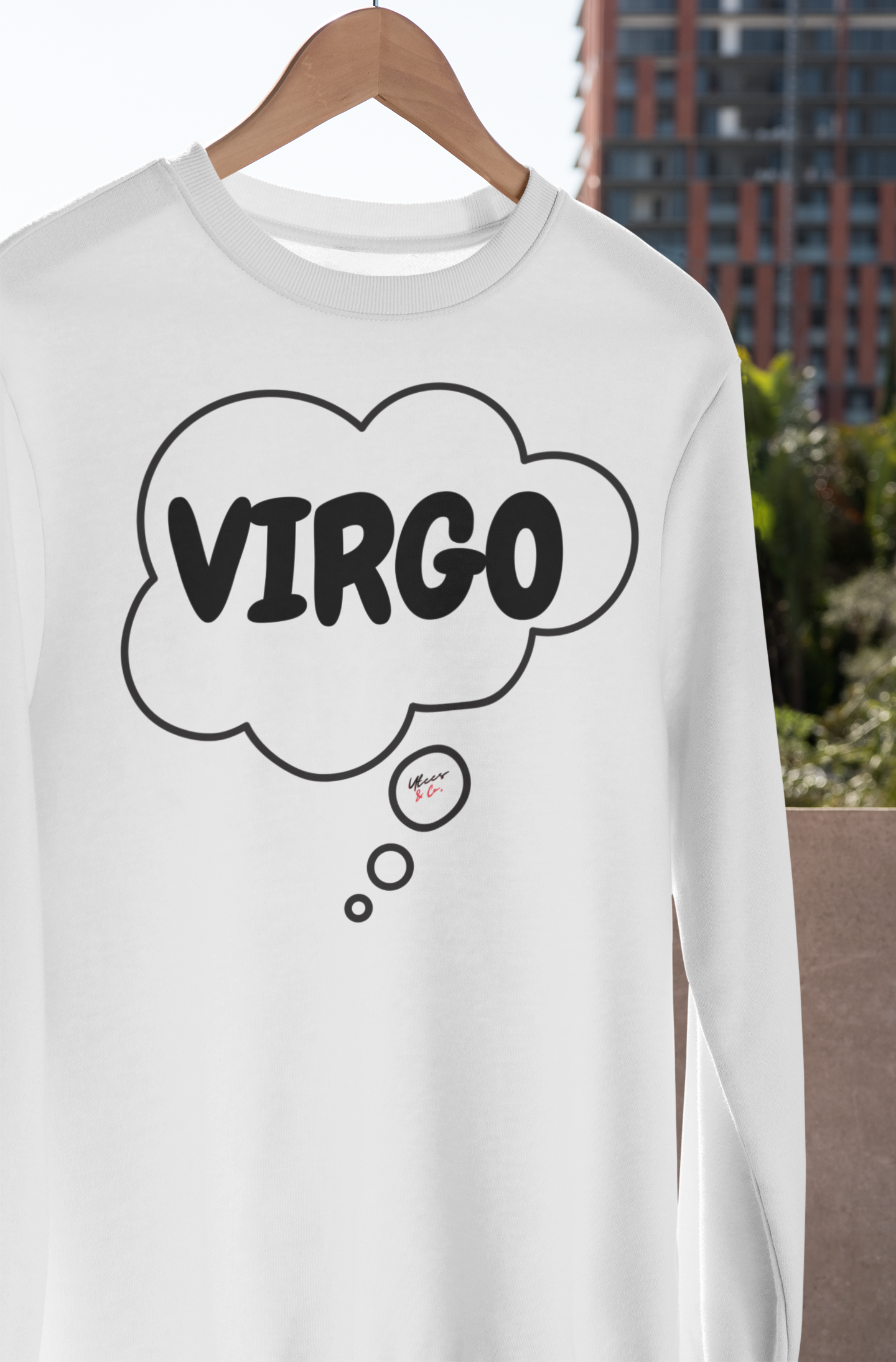 VIRGO ZODIAC SIGN IN THOUGHT BUBBLE UNISEX CREWNECK PULLOVER SWEATSHIRT VIRGO ZODIAC SIGN TRENDY SWEATERS BIRTHDAY VIRGO ZODIAC SIGN GIFT VIRGO ZODIAC SYMBOLS SWEATSHIRT VIRGO ZODIAC SEASON