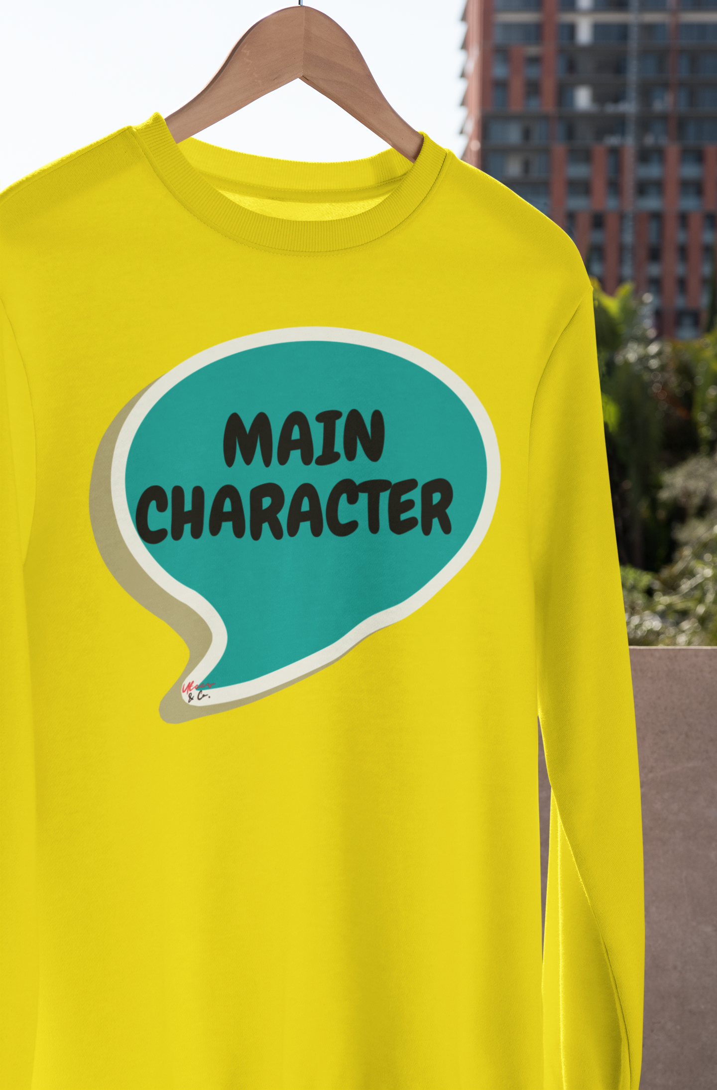 MAIN CHARACTER IN A SPEECH BUBBLE FUNNY SAYINGS SWEATSHIRT MOTIVATIONAL SWEATERS FOR WOMEN INSPIRATIONAL SWEATSHIRTS FOR MEN SARCASTIC SAYINGS IN UNISEX CREWNECK PULLOVER SWEATSHIRT