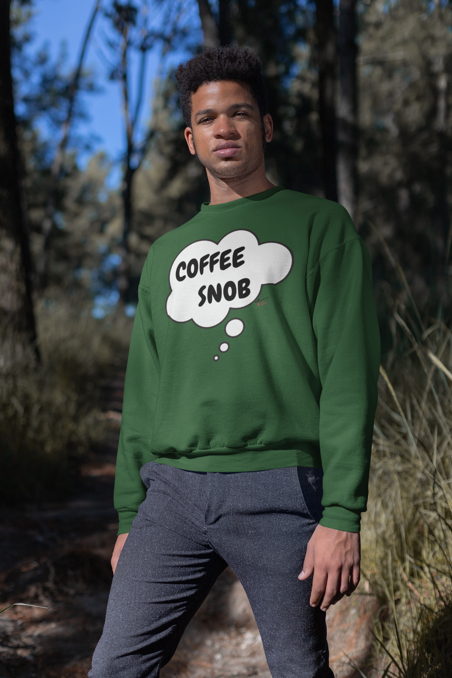 COFFEE SNOB THOUGHT BUBBLE UNISEX PULLOVER CREWNECK SWEATSHIRT SARCASTIC SWEATER FOR COFFEE DRINKERS GIFT FOR HIM FUNNY SWEATSHIRT FOR HER CAFFEINE LOVER SWEATER