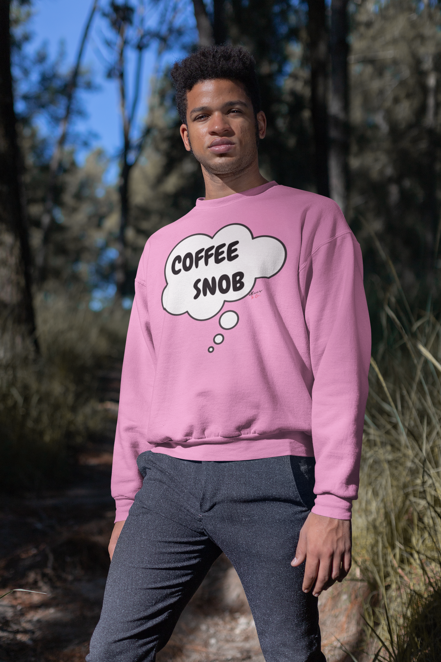 COFFEE SNOB THOUGHT BUBBLE UNISEX PULLOVER CREWNECK SWEATSHIRT SARCASTIC SWEATER FOR COFFEE DRINKERS GIFT FOR HIM FUNNY SWEATSHIRT FOR HER CAFFEINE LOVER SWEATER