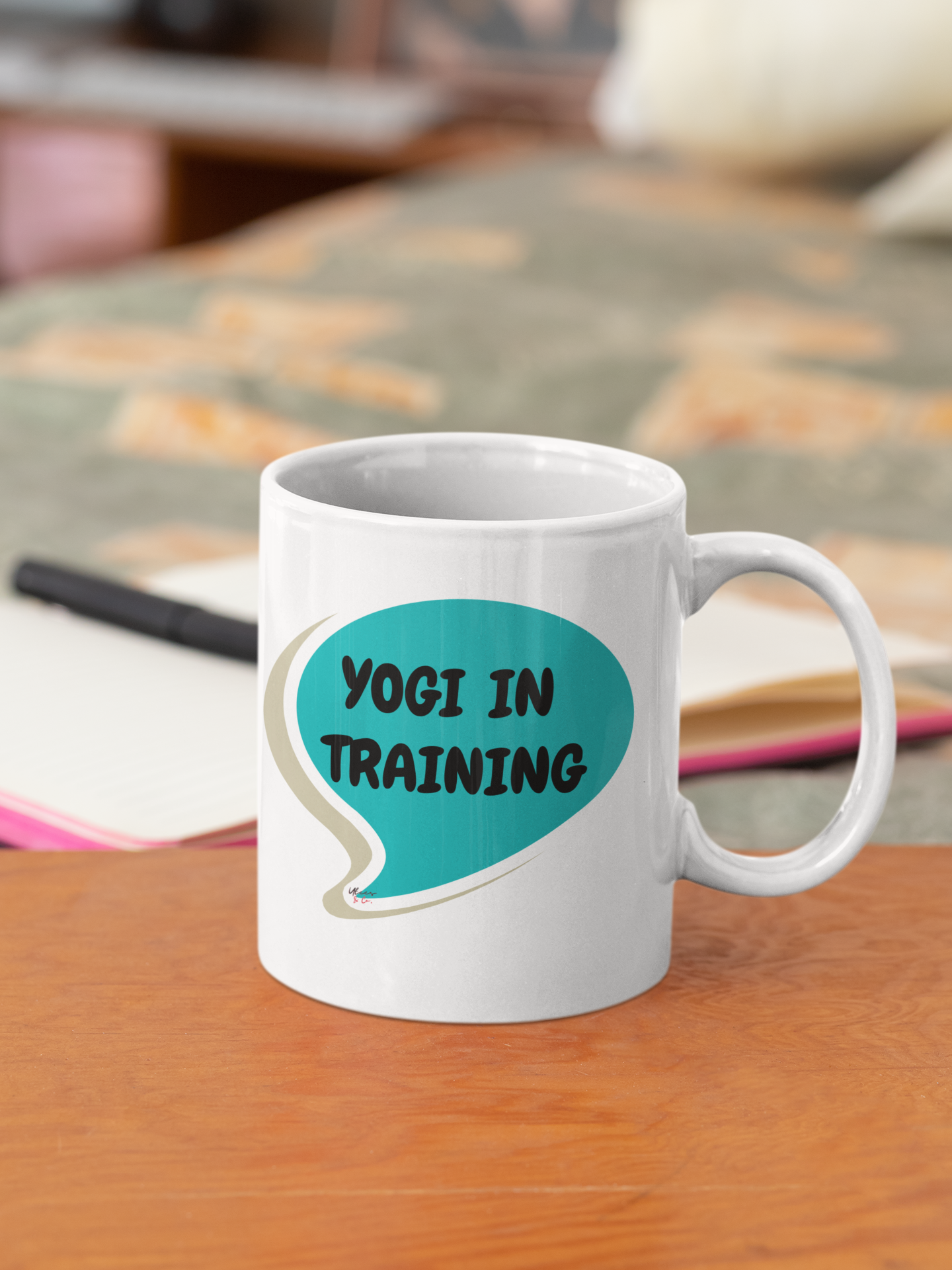 YOGI IN TRAINING COFFEE MUG IN SPEECH BUBBLE CERAMIC MUG 11oz NAMASTE GIFT FOR YOGI GIFT FOR YOGA EXERCISE AND HEALTHY LIVING