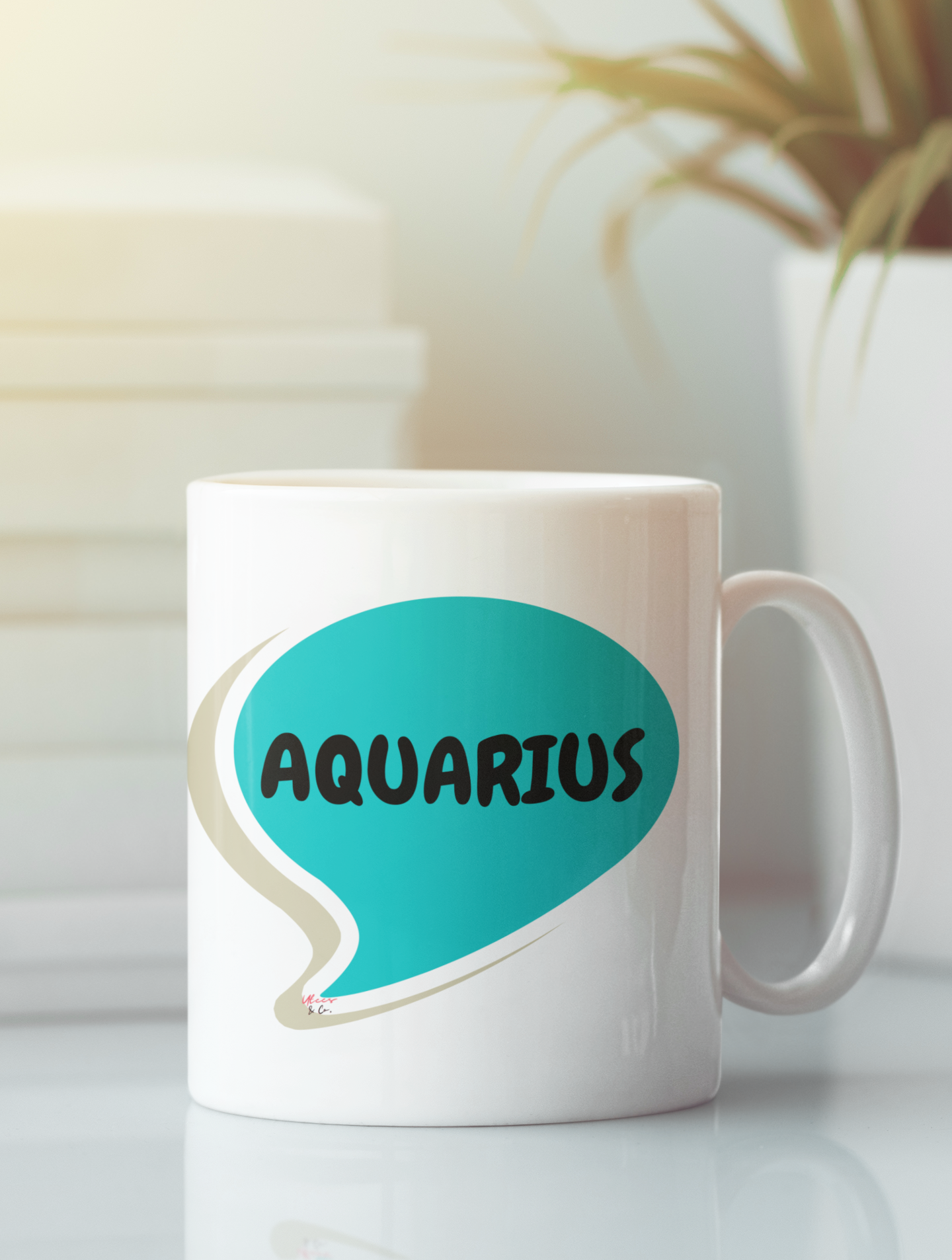 AQUARIUS ZODIAC SIGN COFFEE MUG IN SPEECH BUBBLE GIFT FOR COFFEE LOVERS CERAMIC 11oz COFFEE MUG FOR COFFEE DRINKER AQUARIUS ZODIAC HOROSCOPE SIGN GIFT