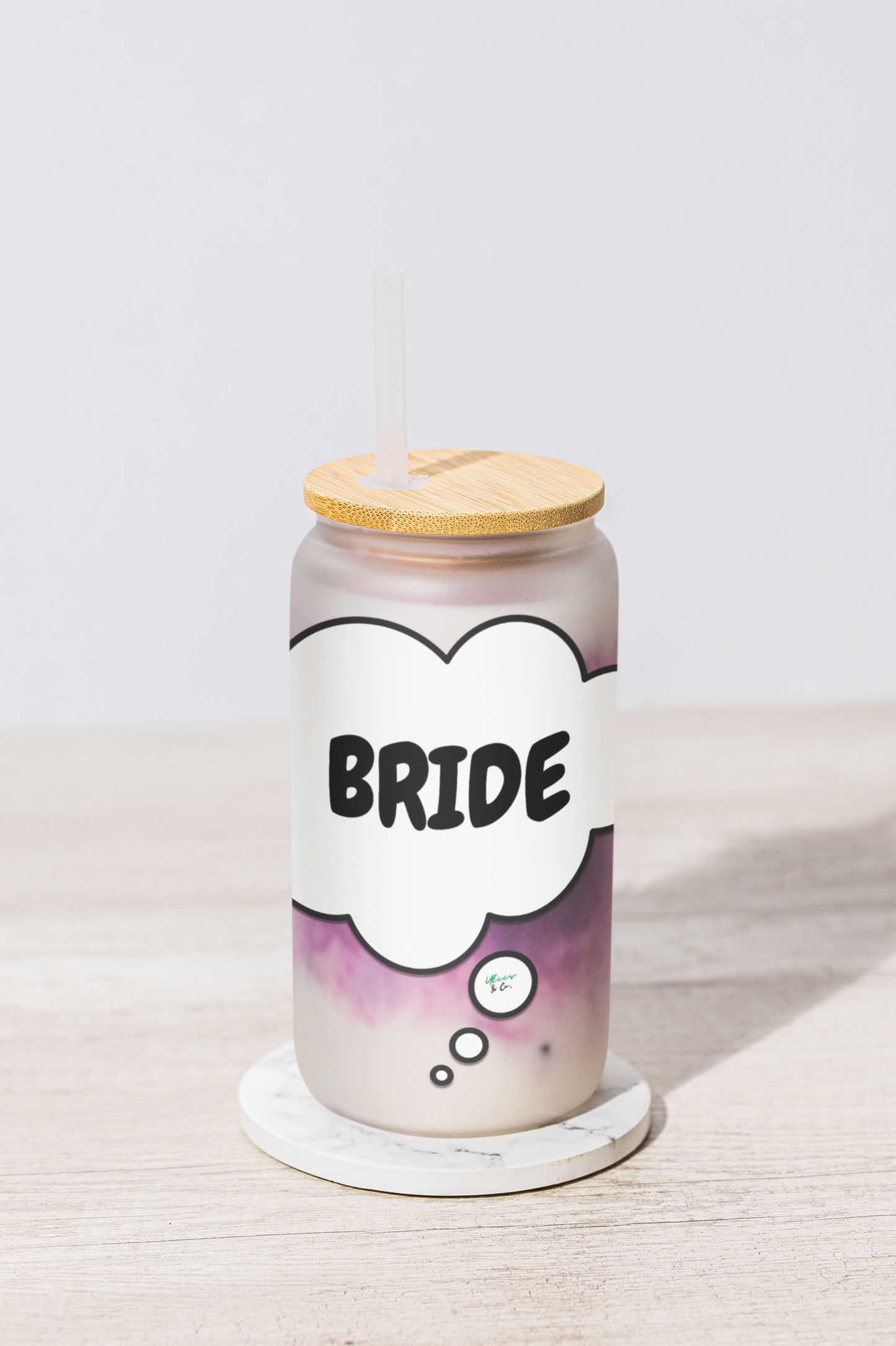 BRIDE SIPPER GLASS 16oz THOUGHT BUBBLE WEDDING FAVORS GLASSWARE ICED GLASS WEDDING GIFT ICED COFFEE GLASSES BACHELORETTE GIFT DRINKWARE FIANCÉE GIFT FOR BRIDAL PARTY FUTURE BRIDE CAN TUMBLERS