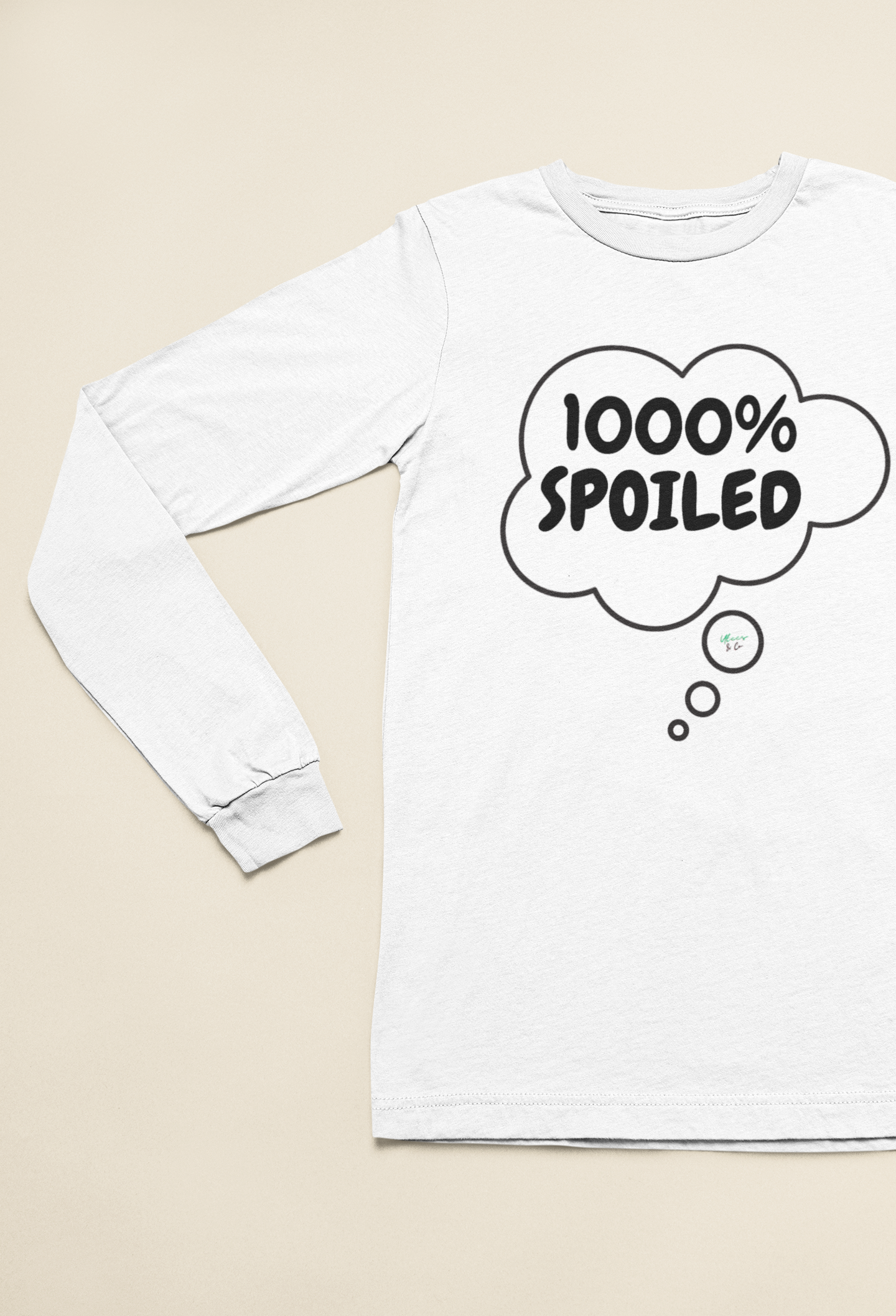 1000% SPOILED LONG SLEEVE IN THOUGHT BUBBLE FUNNY SAYINGS LONG SLEEVE TOP SARCASTIC SAYINGS TOP
