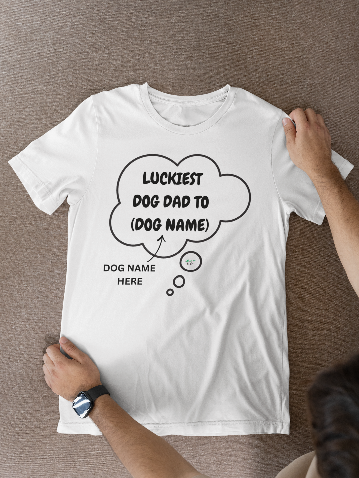 PERSONALIZED PET T-SHIRTS LUCKIEST DOG DAD TO... DOG SHIRTS CUSTOM DAD GIFT TEES FOR PET PARENTS UNIQUE DAD GIFT FOR HIM IN THOUGHT BUBBLE GRAPHIC UNISEX T-SHIRT DAD BIRTHDAY GIFT FOR GRANDPA DAD GIFT FROM KIDS