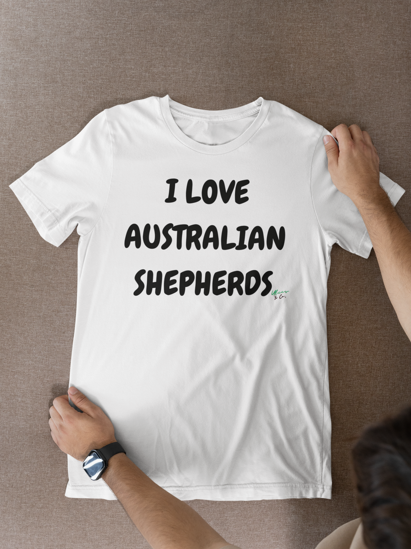 I LOVE AUSTRALIAN SHEPHERDS T-SHIRT UNIQUE GRAPHIC UNISEX TEXT ONLY DESIGN SHIRT STREETWEAR FASHION PET GIFTS DOG MOM TEE SHIRTS FOR WOMEN DOG DAD GIFT FOR MEN CLOTHING BRAND PET PARENTS