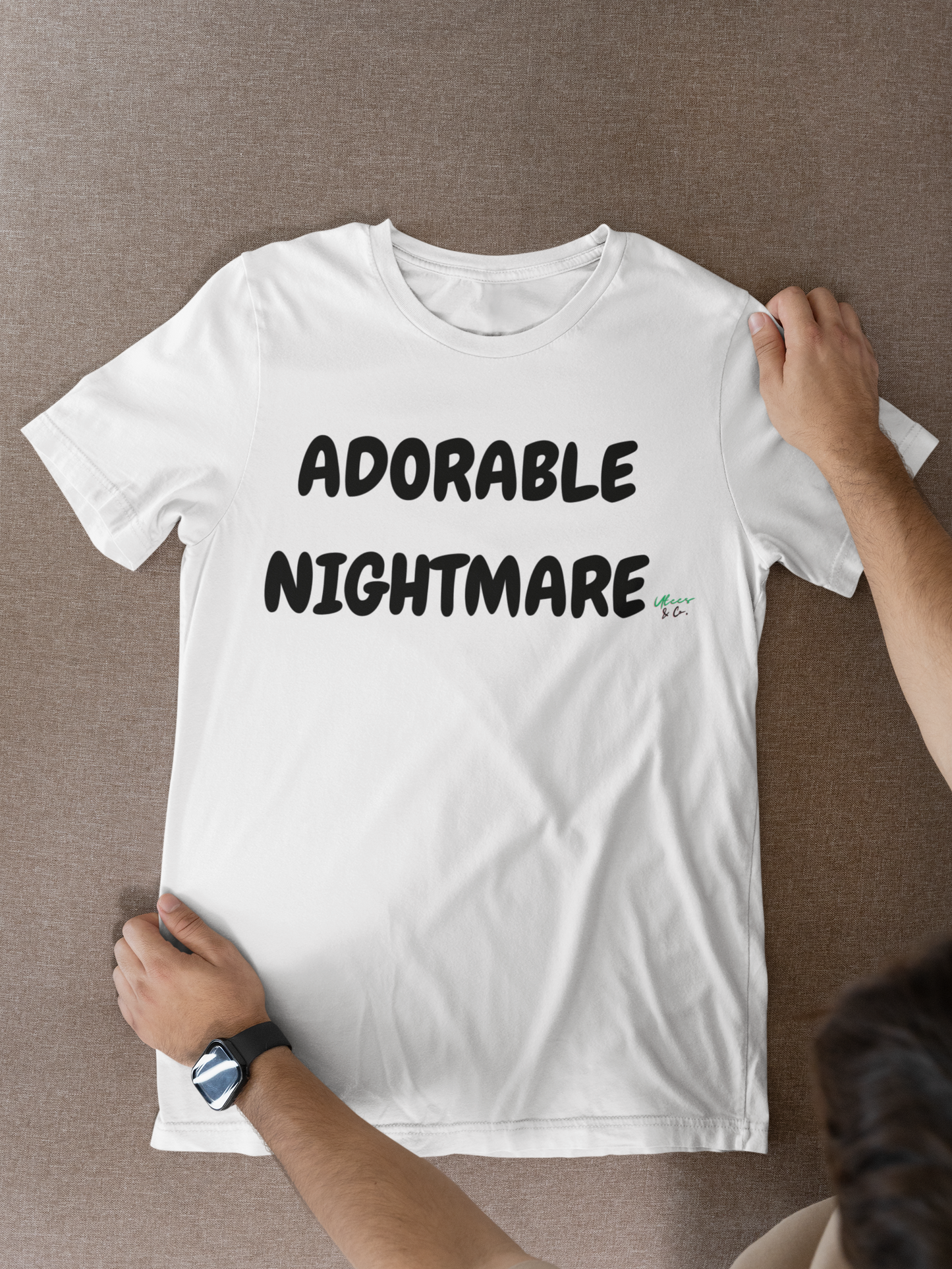 ADORABLE NIGHTMARE T-SHIRT UNIQUE GRAPHIC UNISEX TEXT ONLY SHIRT CASUAL STREETWEAR FASHION FUNNY SAYINGS TEES SARCASTIC SAYINGS T-SHIRT HILARIOUS SHIRTS SARCASM TEES BIRTHDAY GIFTS FOR WOMEN GIFT FOR MEN CLOTHING BRAND