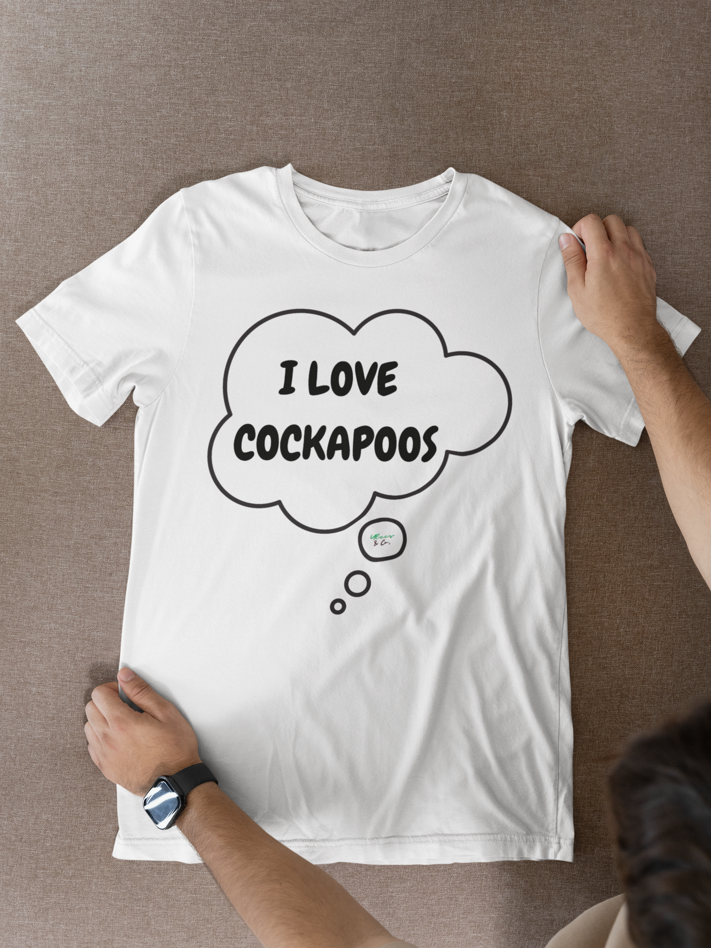 I LOVE COCKAPOOS T-SHIRT UNIQUE GRAPHIC UNISEX THOUGHT BUBBLE DESIGN SHIRT STREETWEAR FASHION PET GIFTS DOG MOM TEE SHIRTS FOR WOMEN DOG DAD GIFT FOR MEN CLOTHING BRAND PET PARENTS