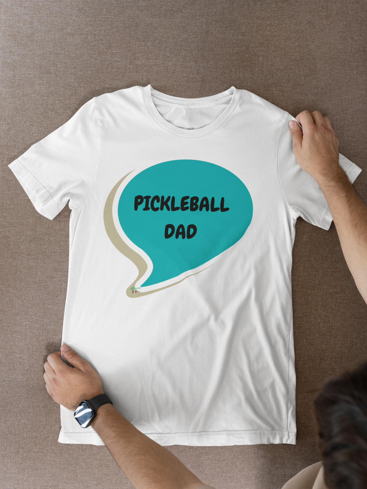 PICKLEBALL DAD IN SPEECH BUBBLE GRAPHIC UNISEX T-SHIRT PICKLEBALL SPORTS TEES GIFT FOR DAD TSHIRTS FOR MEN SHIRTS GIFTS FOR FATHER'S DAY TSHIRTS OUTDOOR SPORTS FOR MEN CELEBRATION DAD GIFTS