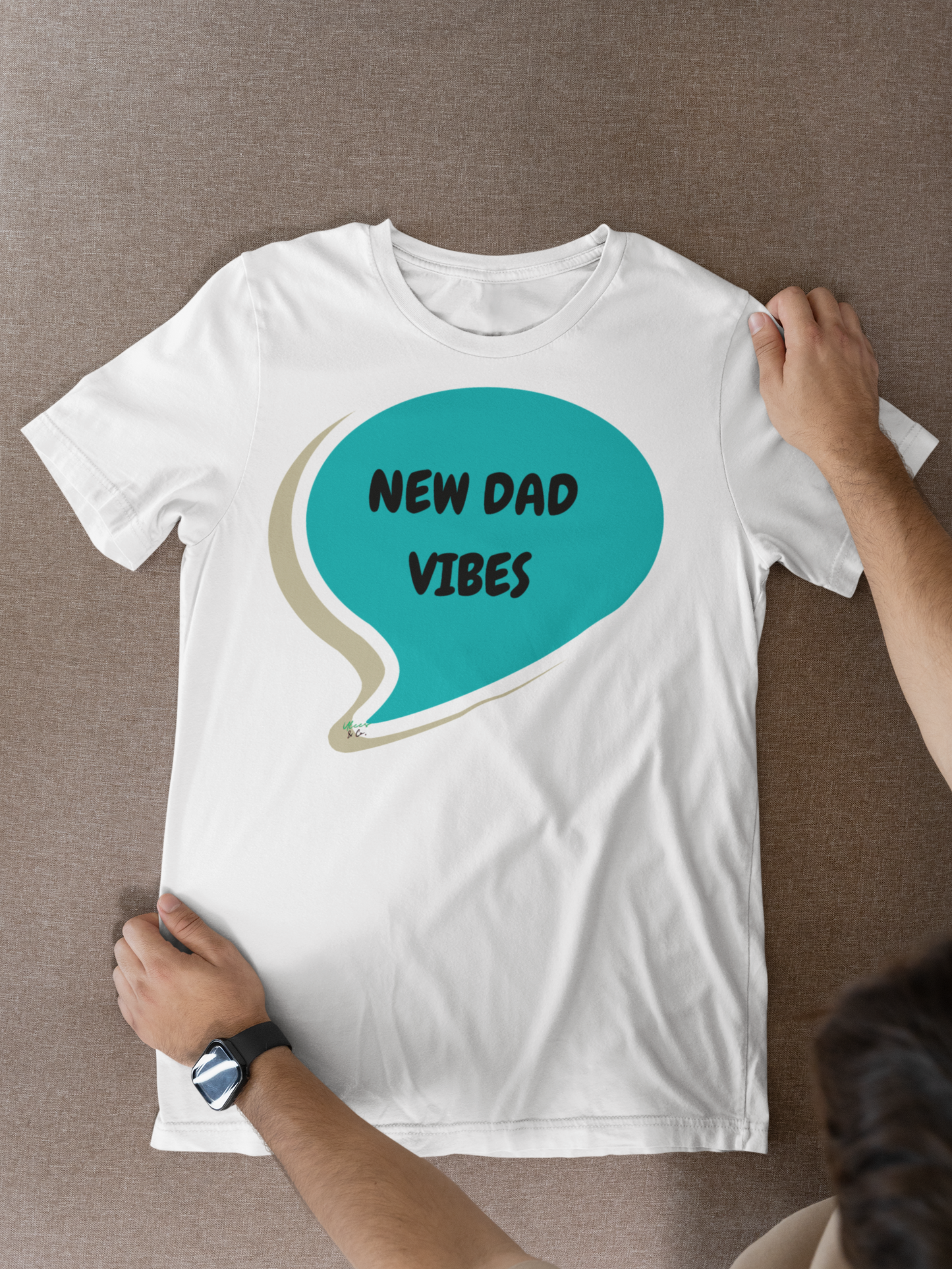 NEW DAD VIBES IN SPEECH BUBBLE GRAPHIC UNISEX T-SHIRT FATHER'S DAY TEES FATHER'S DAY GIFT FOR MEN SHIRTS GIFTS FOR NEW FATHER TSHIRTS GIFTS FOR MEN CELEBRATION GIFTS