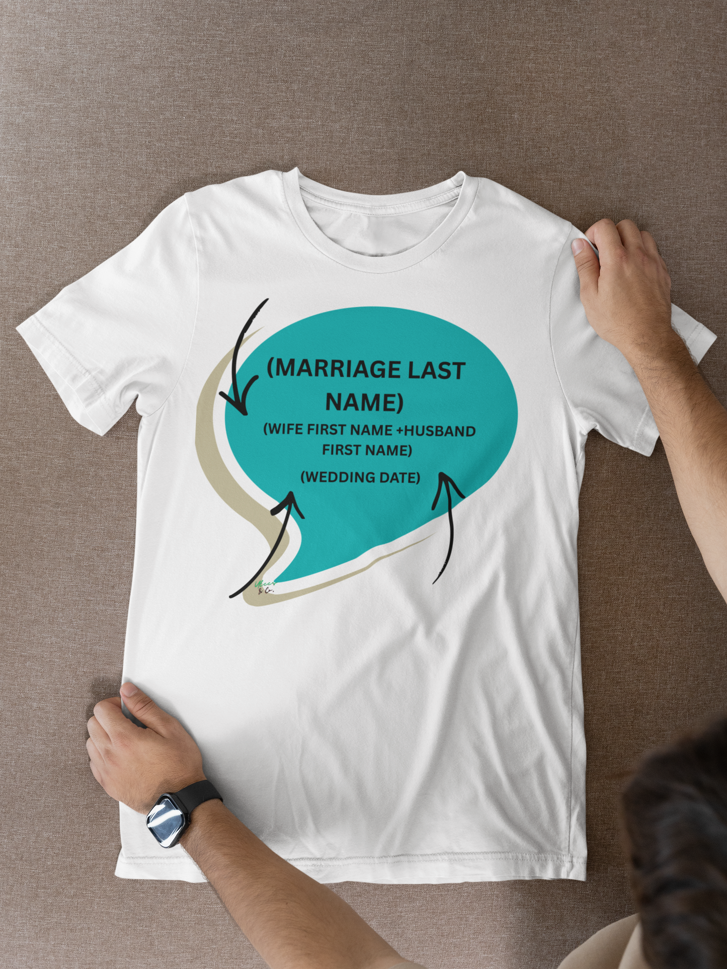 PERSONALIZED MARRIED COUPLE NAMES WEDDING DATES CUSTOMIZE GRAPHIC UNISEX T-SHIRT SPEECH BUBBLE CUSTOM SHIRT FOR COUPLES UNIQUE GIFT FOR MARRIED COUPLE GIFT FOR BRIDE AND GROOM CUSTOM GIFT FOR MARRIED COUPLES
