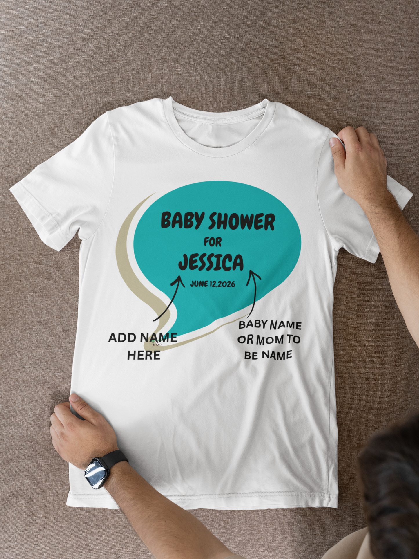 PERSONALIZED BABY SHOWER T-SHIRT CUSTOMIZE GRAPHIC UNISEX T-SHIRT SPEECH BUBBLE CUSTOM SHIRT FOR NEW MOM'S UNIQUE MOM GIFT FOR PREGNANT MOM GIFT FOR BABY SHOWER GIFT CUSTOM GIFT FOR FIRST TIME MOM GIFT