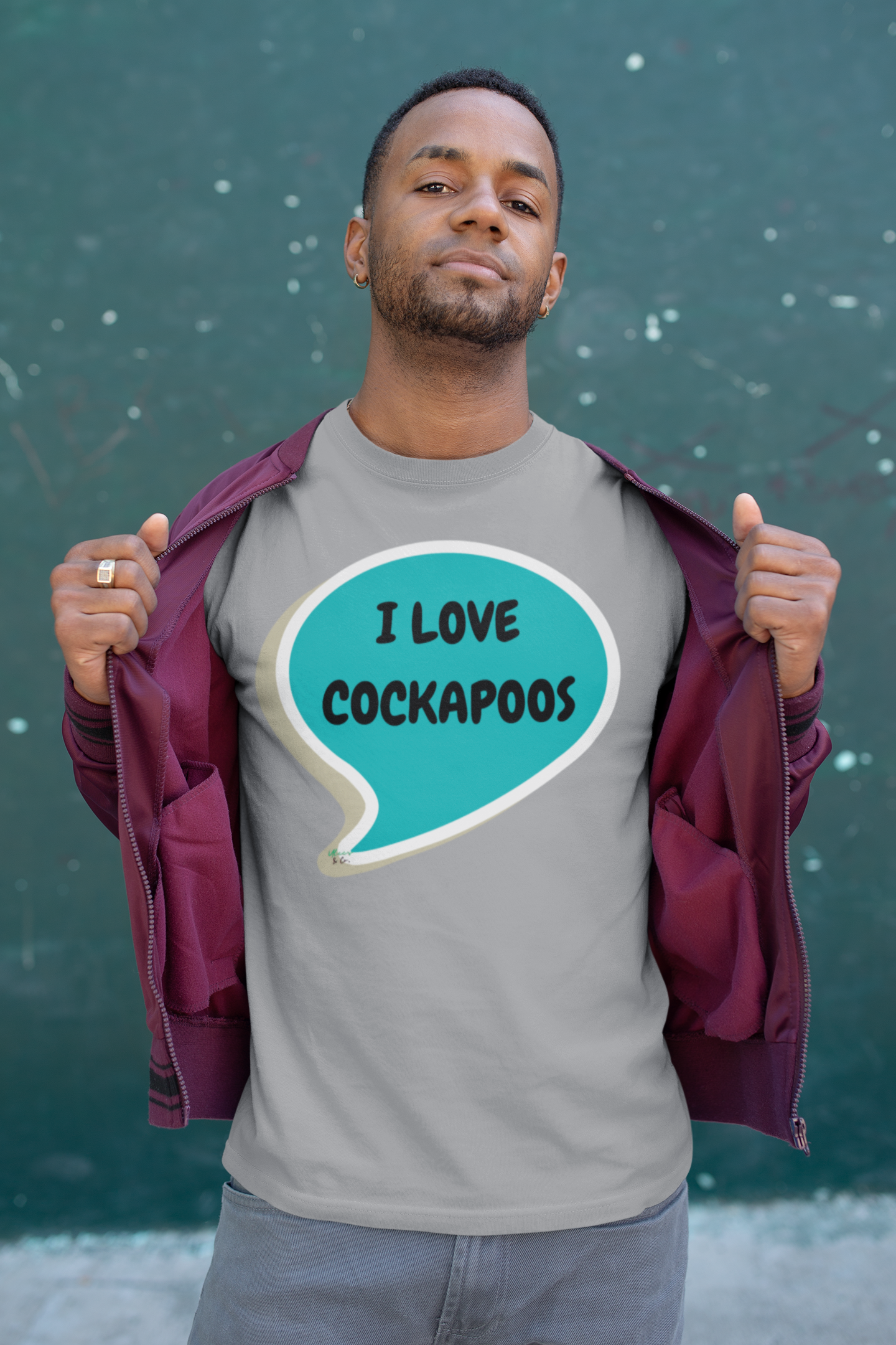 I LOVE COCKAPOOS T-SHIRT UNIQUE GRAPHIC UNISEX SPEECH BUBBLE DESIGN SHIRT STREETWEAR FASHION PET GIFTS DOG MOM TEE SHIRTS FOR WOMEN DOG DAD GIFT FOR MEN CLOTHING BRAND PET PARENTS