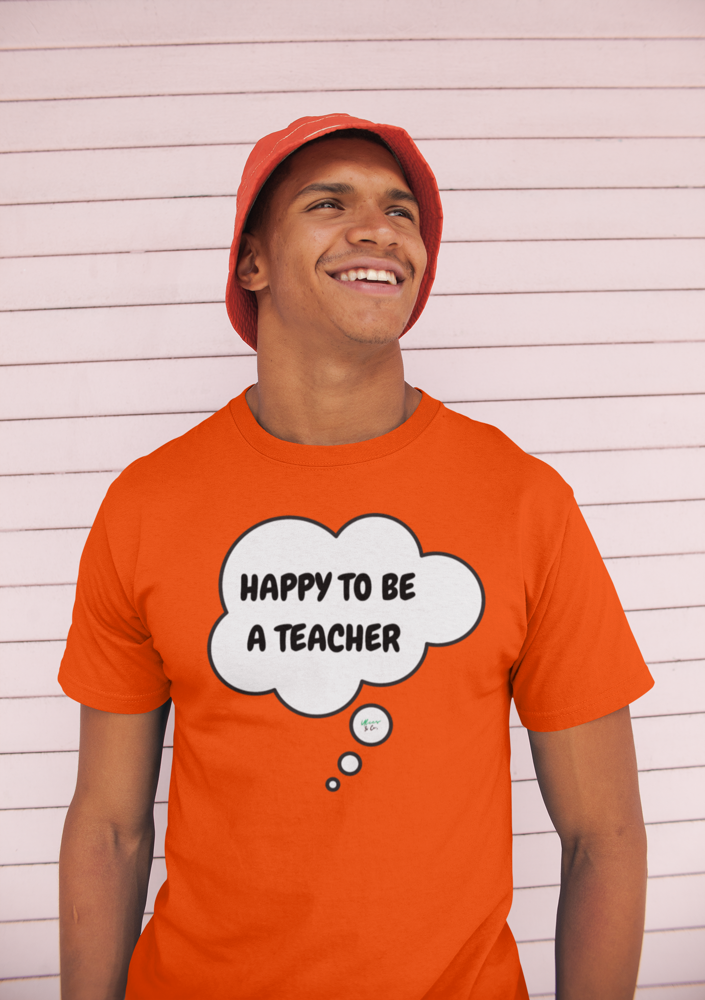 HAPPY TO BE A TEACHER T-SHIRT IN THOUGHT BUBBLE GRAPHIC UNISEX TSHIRT FUNNY SAYINGS T SHIRT SARCASTIC SAYINGS T-SHIRT SARCASM TEES GIFTS FOR WOMEN GIFT FOR MEN