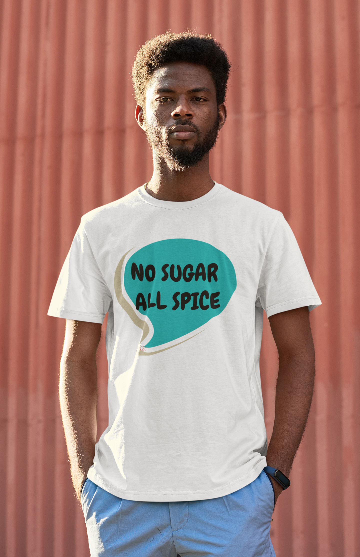NO SUGAR ALL SPICE  T-SHIRT IN THOUGHT BUBBLE UNISEX TSHIRT FUNNY SAYINGS T SHIRT SARCASTIC SAYINGS T-SHIRT SARCASM TEES