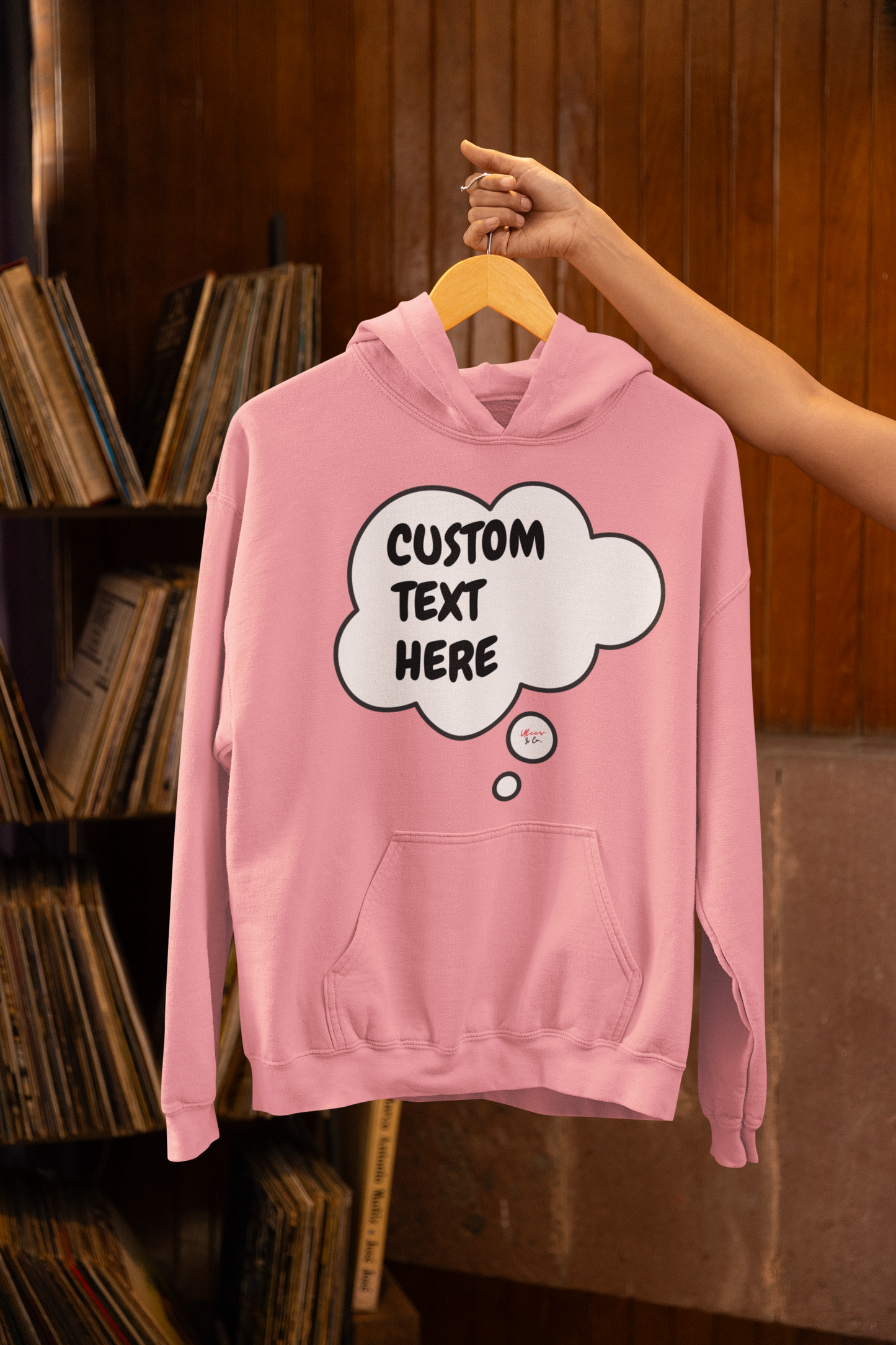 PERSONALIZED CUSTOM THOUGHT BUBBLE UNISEX PULLOVER HOODIES CREATE PERSONALIZED HOODIES WITH NAMES OR TEXT CUSTOMIZE HOODIES FOR GIFTS FOR WOMEN HOODIE CUSTOMIZED FOR MEN