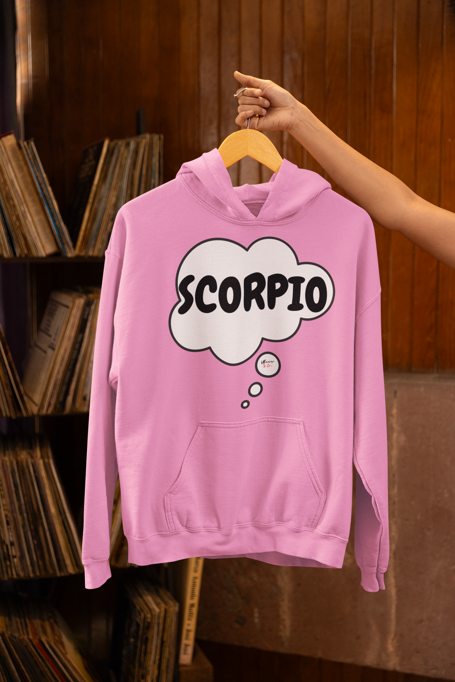 SCORPIO ZODIAC SIGN HOODIE IN THOUGHT BUBBLE SCORPIO HOROSCOPE BIRTHDAY SIGN GIFT FOR BIRTHDAY SCORPIO SEASON SCORPIO ASTROLOGY SIGN HOODIE