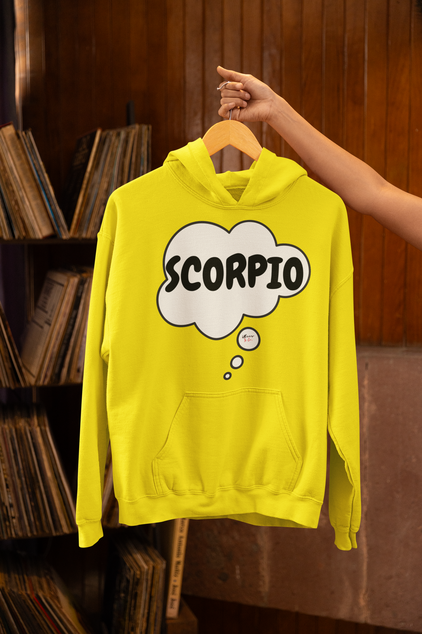 SCORPIO ZODIAC SIGN HOODIE IN THOUGHT BUBBLE SCORPIO HOROSCOPE BIRTHDAY SIGN GIFT FOR BIRTHDAY SCORPIO SEASON SCORPIO ASTROLOGY SIGN HOODIE