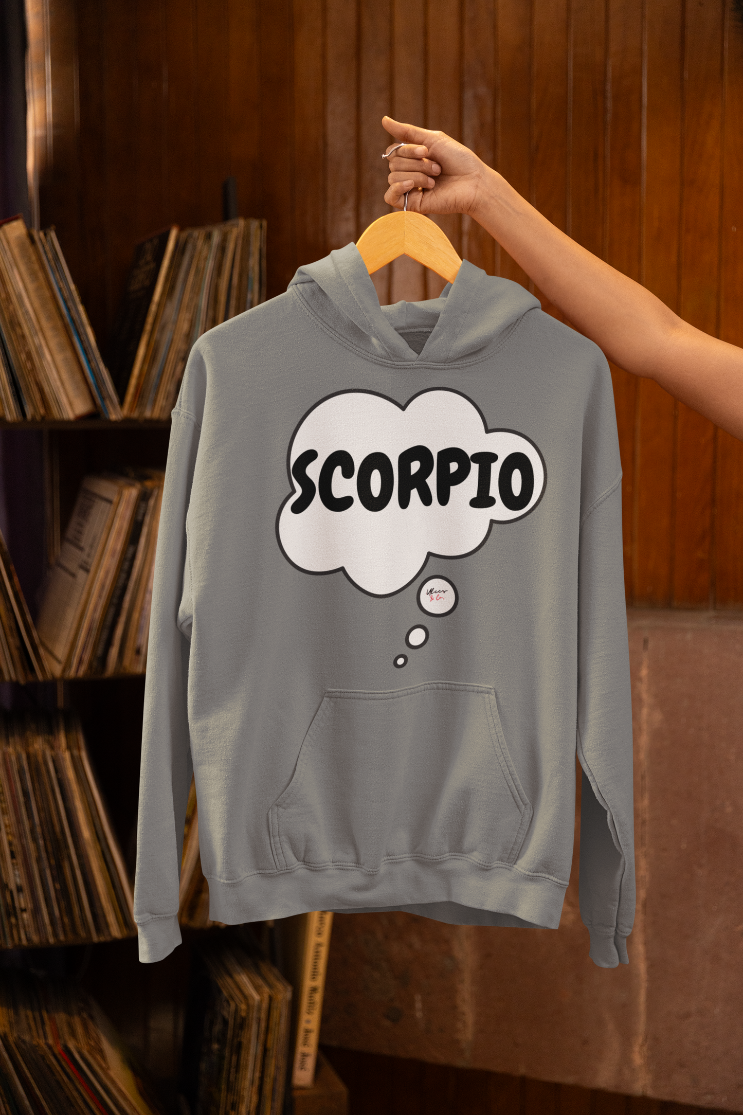 SCORPIO ZODIAC SIGN HOODIE IN THOUGHT BUBBLE SCORPIO HOROSCOPE BIRTHDAY SIGN GIFT FOR BIRTHDAY SCORPIO SEASON SCORPIO ASTROLOGY SIGN HOODIE