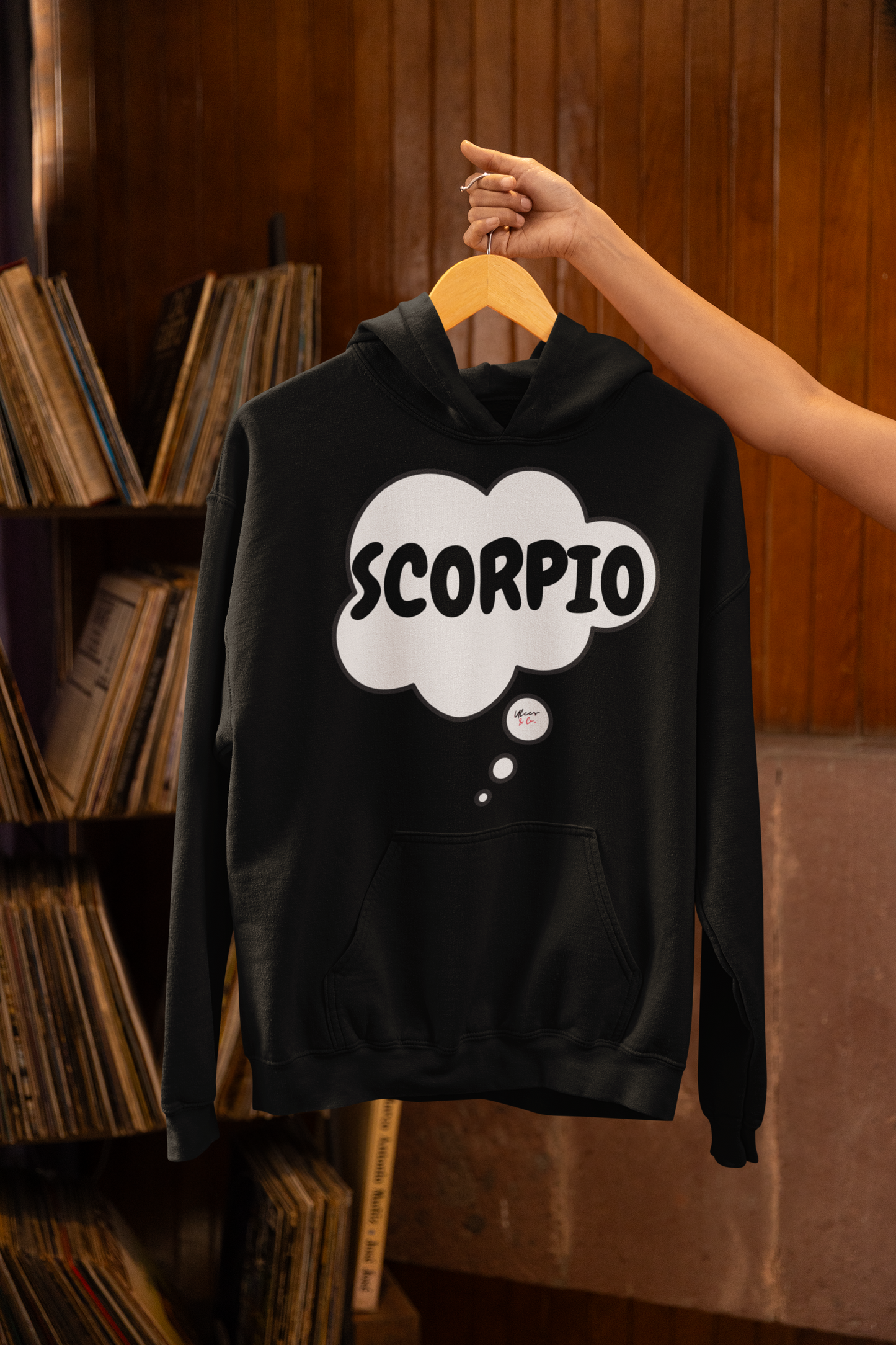 SCORPIO ZODIAC SIGN HOODIE IN THOUGHT BUBBLE SCORPIO HOROSCOPE BIRTHDAY SIGN GIFT FOR BIRTHDAY SCORPIO SEASON SCORPIO ASTROLOGY SIGN HOODIE