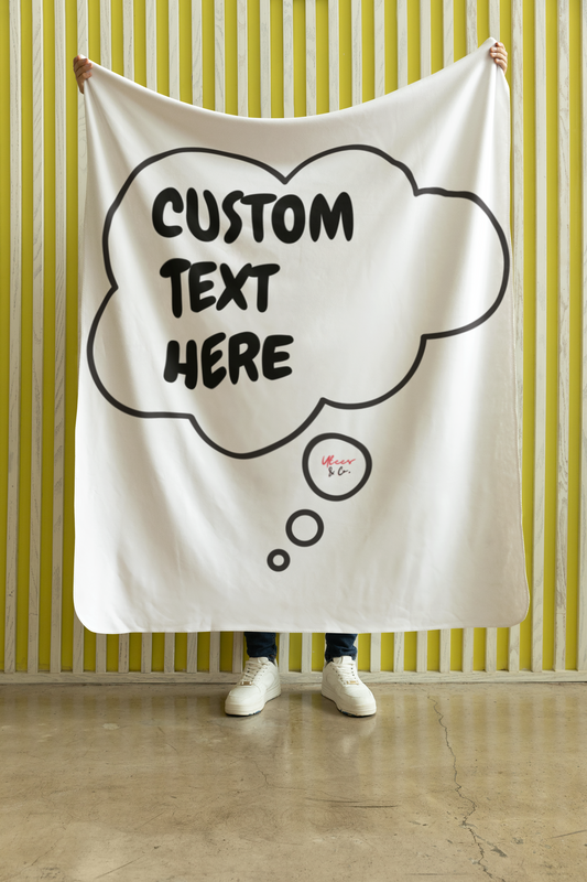 PERSONALIZE BLANKET IN THOUGHT BUBBLE CUSTOM VELVETEEN PLUSH BLANKET CUSTOMIZE BLANKET FOR GIFT