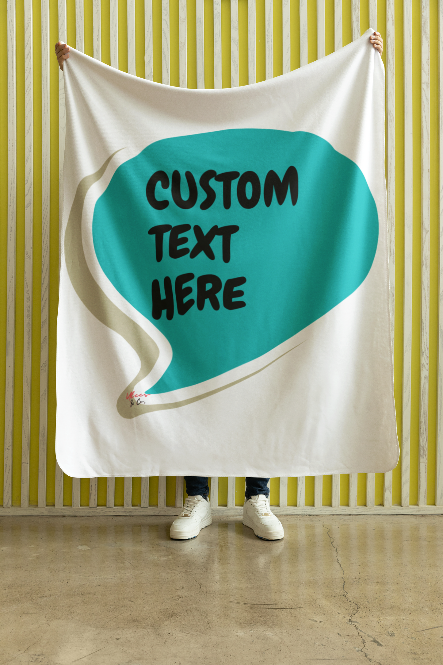 PERSONALIZE BLANKET IN SPEECH BUBBLE CUSTOM VELVETEEN PLUSH BLANKET CUSTOMIZE BLANKET FOR GIFT