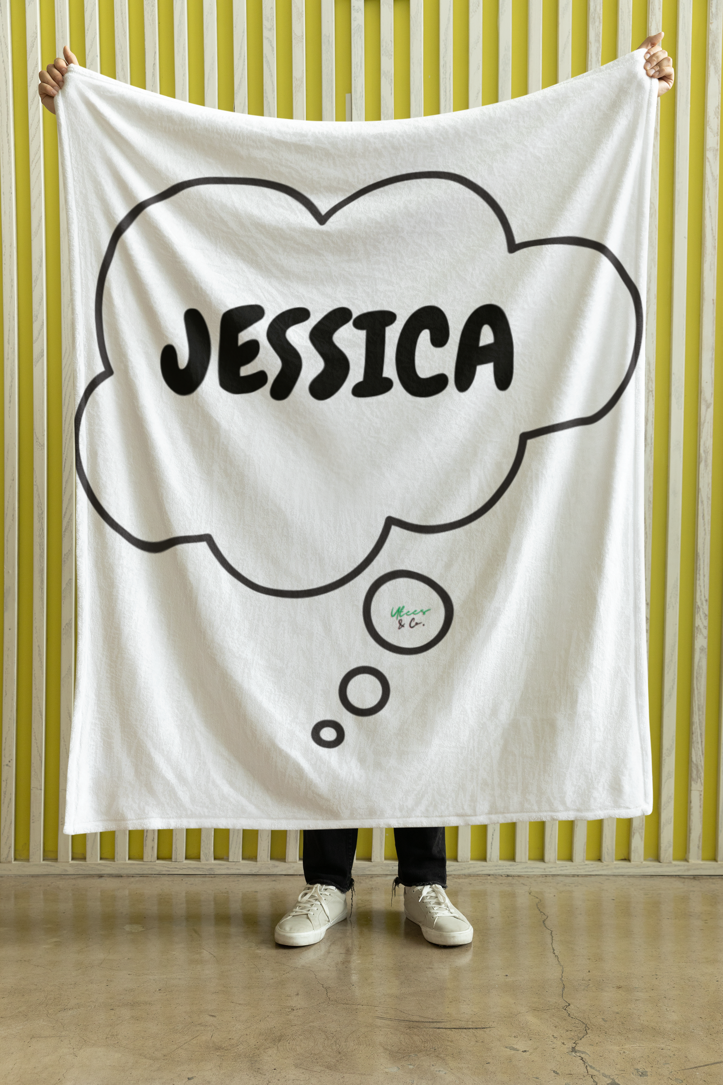 PERSONALIZE BLANKET IN THOUGHT BUBBLE CUSTOM VELVETEEN PLUSH BLANKET CUSTOMIZE BLANKET FOR GIFT