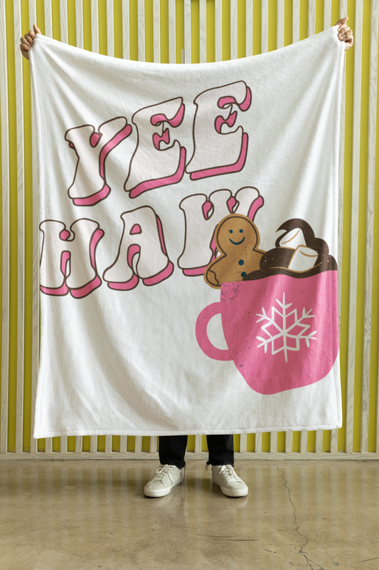 YEE HAW GINGERBREAD MAN BLANKET VELVETEEN PLUSH BLANKET