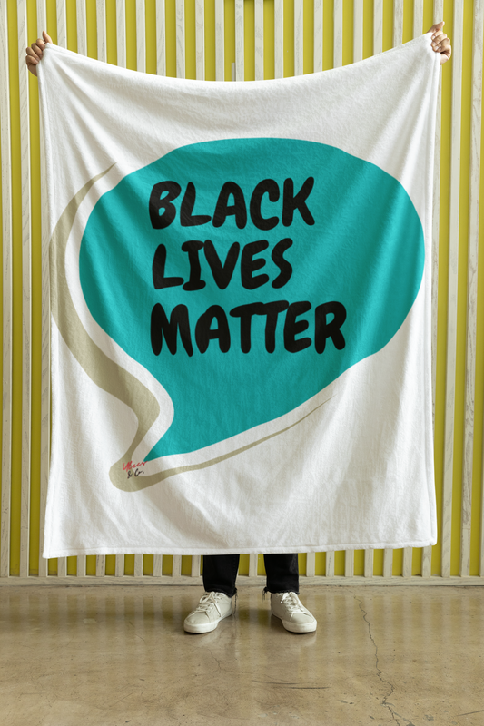 BLACK LIVES MATTER BLANKET IN SPEECH BUBBLE BLM BLANKET BLACK LIVES MATTER VELVETEEN PLUSH BLANKET