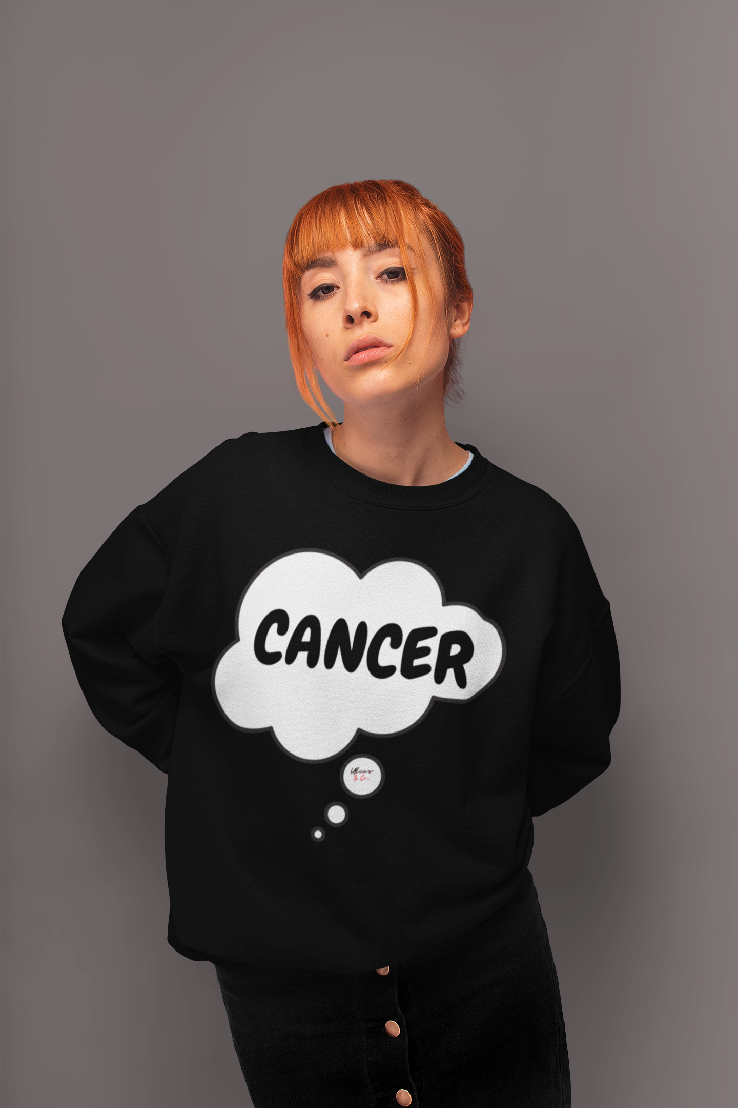 CANCER ZODIAC SIGN IN THOUGHT BUBBLE CREWNECK UNISEX PULLOVER SWEATSHIRT BIRTHDAY SIGN ASTRONOMY SWEATERS FOR WOMEN HOROSCOPE CANCER SIGN SWEATSHIRT FOR MEN GIFT